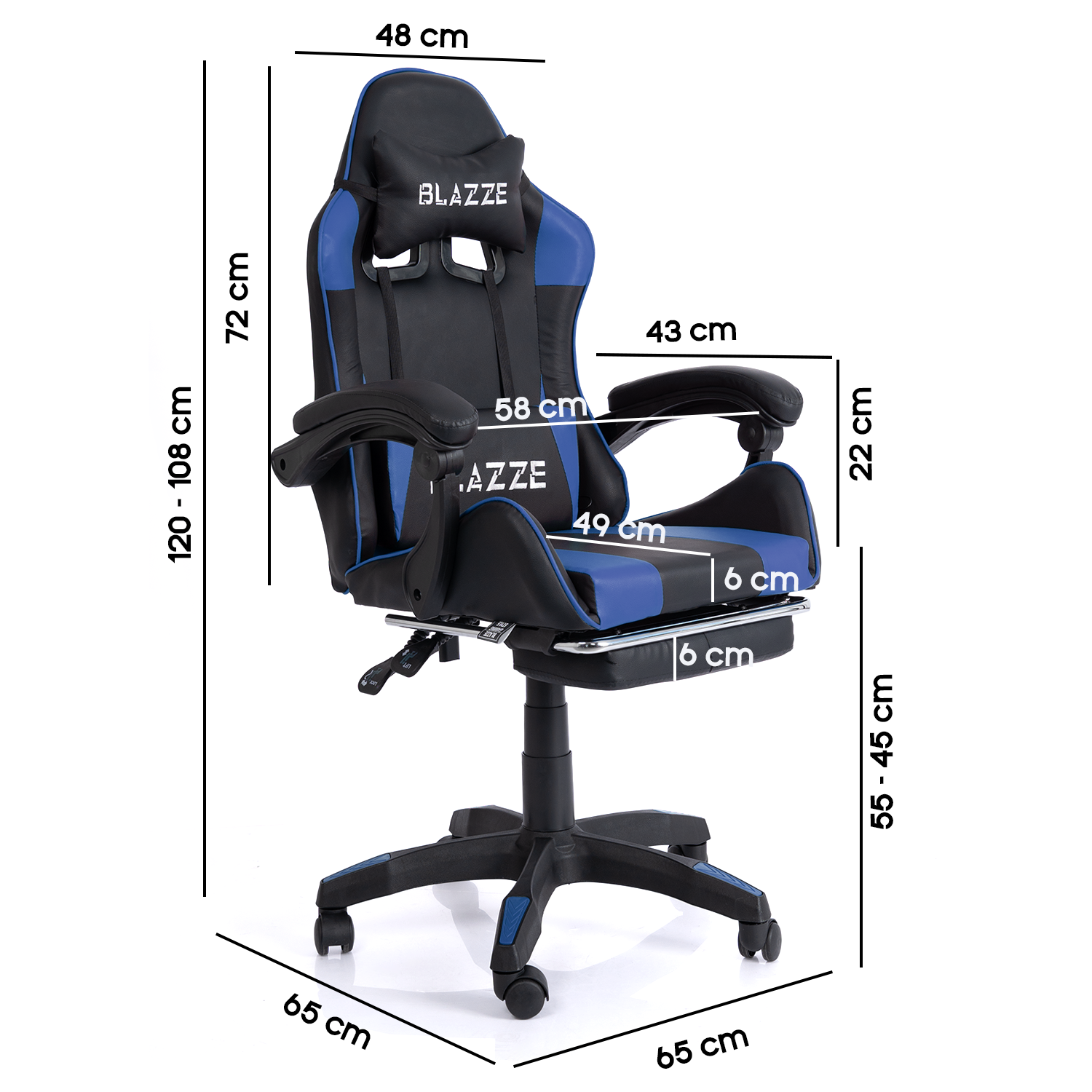 SILLA GAMER ERGONÓMICA BLAZZE LOOT - AZUL - 5
