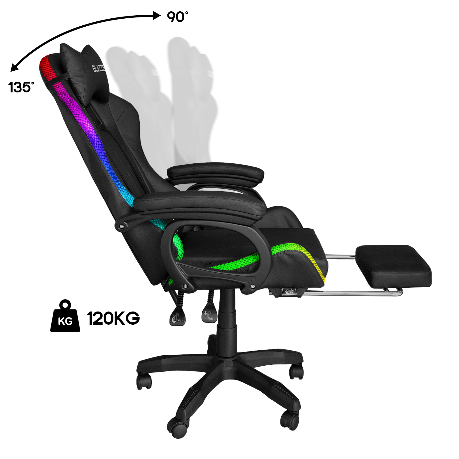 SILLA GAMER ERGONÓMICA BUFF RGB NEGRO - 3