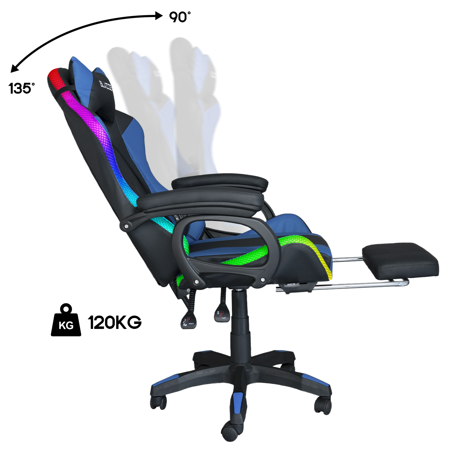 SILLA GAMER ERGONÓMICA BUFF RGB AZUL - 3