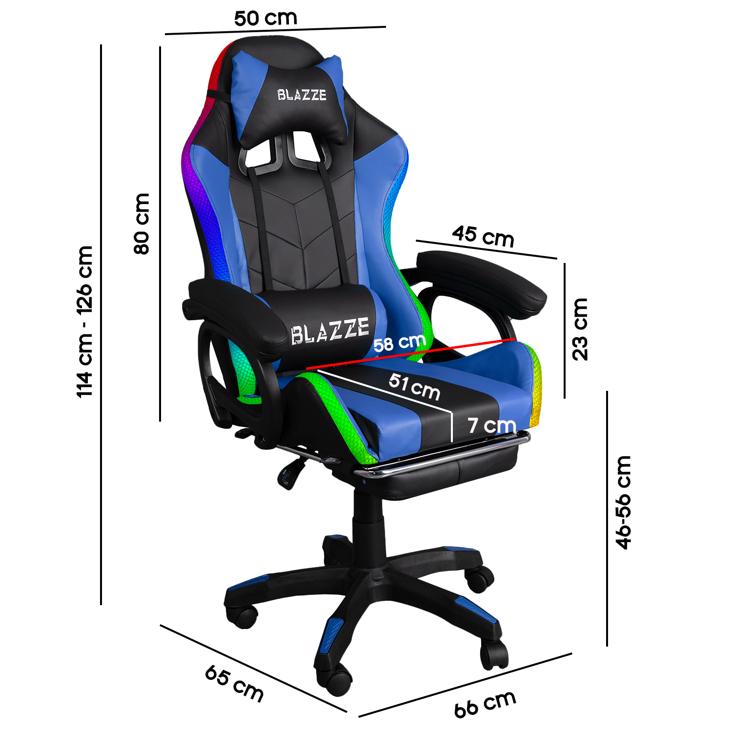 SILLA GAMER ERGONÓMICA BUFF RGB AZUL - 5