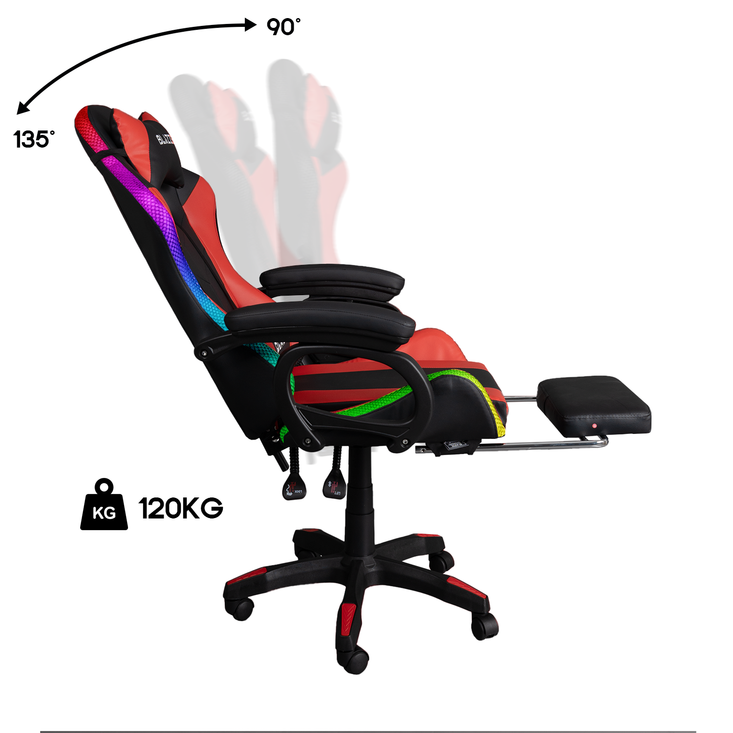 SILLA GAMER ERGONÓMICA BUFF RGB ROJO - 3