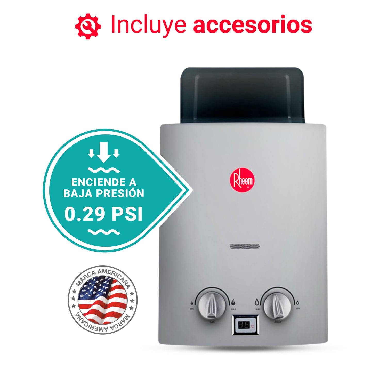 TERMA A GAS 5.5L GLP RHEEM TIRO NATURAL | GRIS - 4
