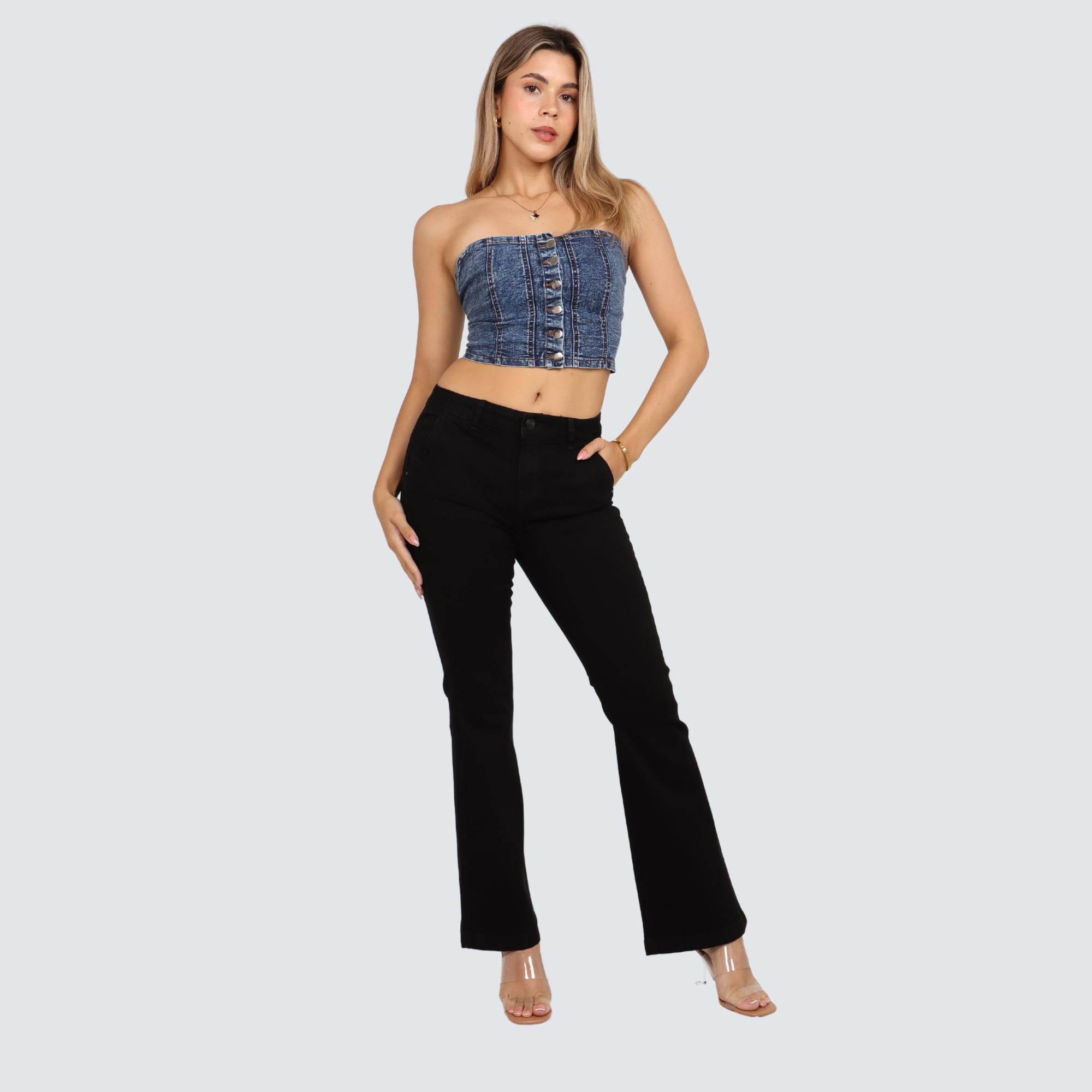 JEAN FLARE CINTURA MUJER PARADA111 CRYSTAL - 3