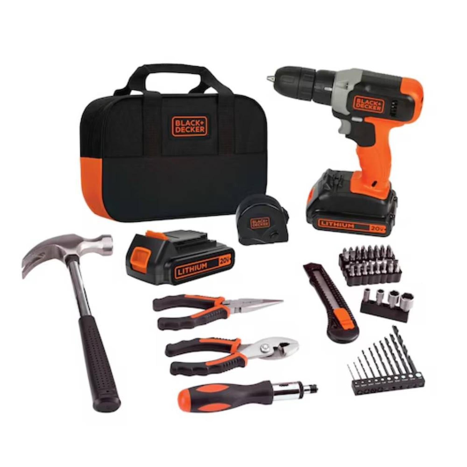 TALADRO ATORNILLADOR 20V MAX 2BAT. Y CARG. + KIT DE HERRAMIENTAS 54 PZS BLACK Y DECKER BCD702PK2B-B2 - 1