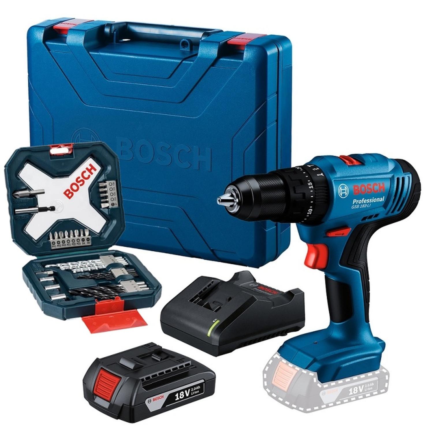 TALADRO PERCUTOR 1/2' 18V GSB 183-LI + SET DE ACCESORIOS BOSCH - 1