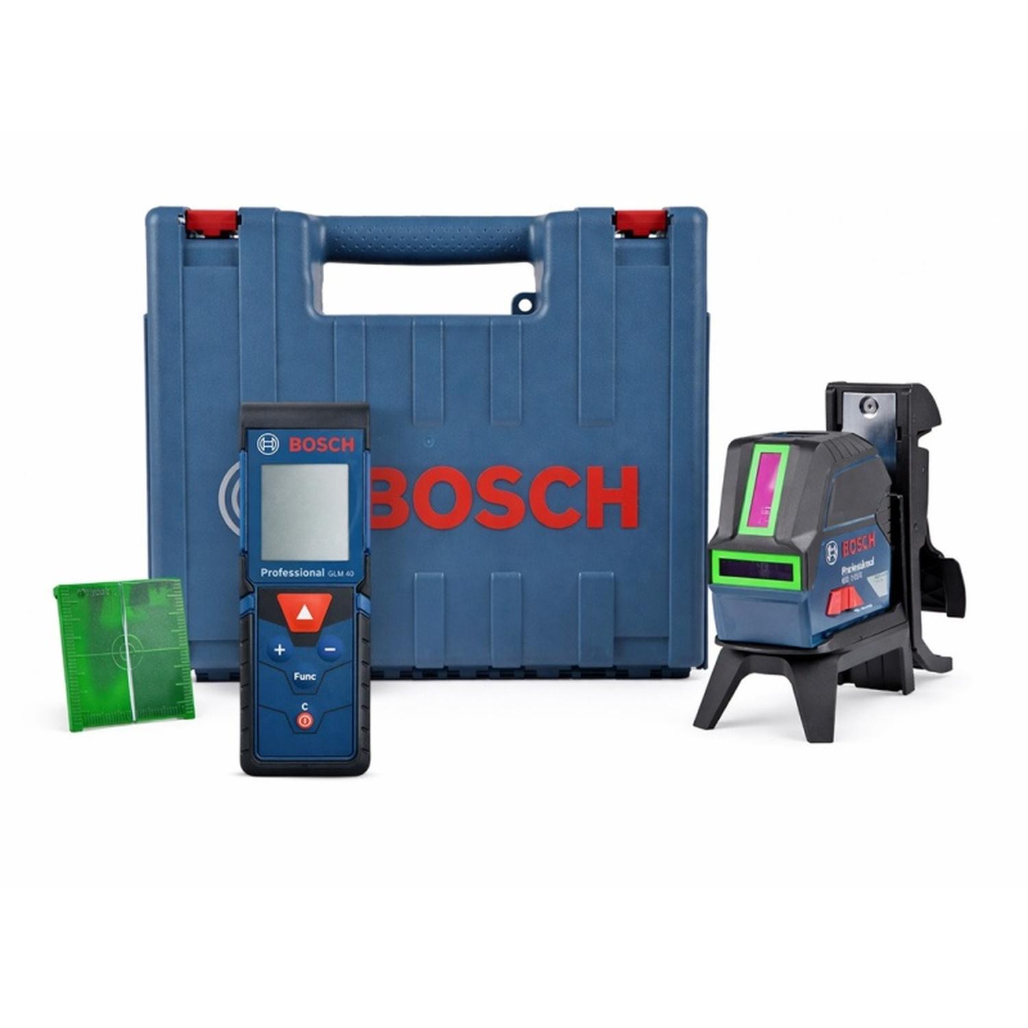 NIVEL LÁSER COMBINADO VERDE 15MTS GCL 2-15 G + MEDIDOR DE DISTANCIA LÁSER HASTA 40 MTS GLM 40 BOSCH - 1