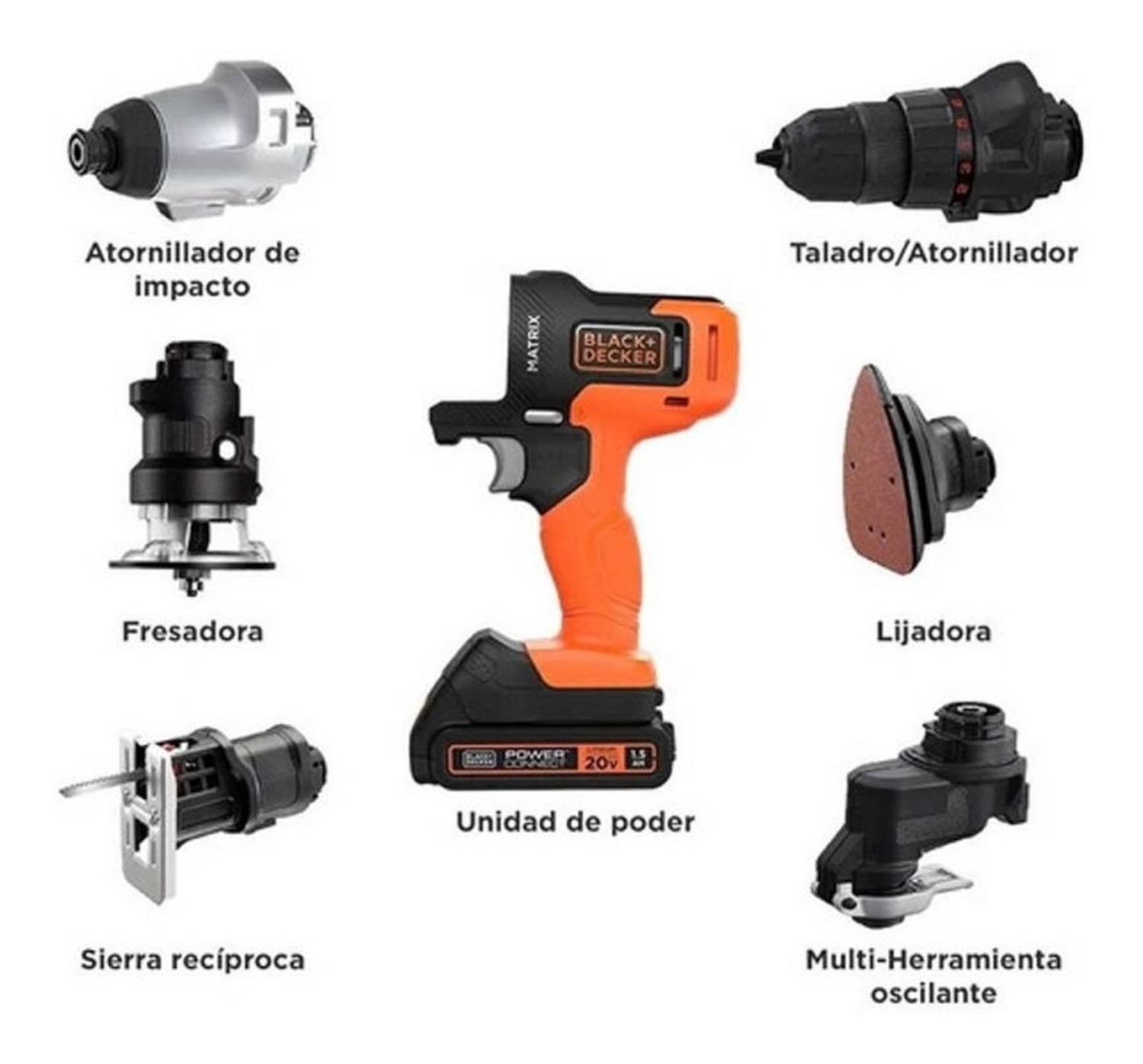 TALADRO 20V MATRIX KIT 6 EN 1 BLACK + DECKER MTX20K6A-B2C - 8