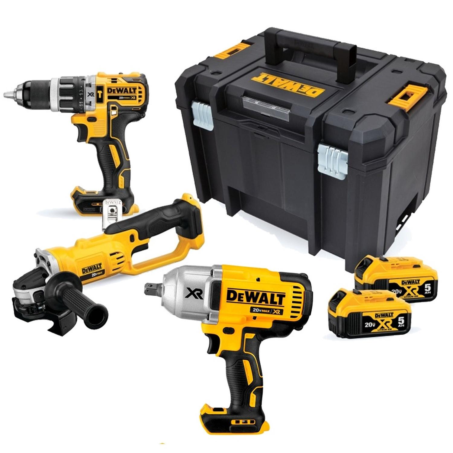 TALADRO PERC 1/2' + AMOLADORA 4 1/2' 20V 2 BAT + LLAVE DE IMPACTO 950NM DEWALT - 1