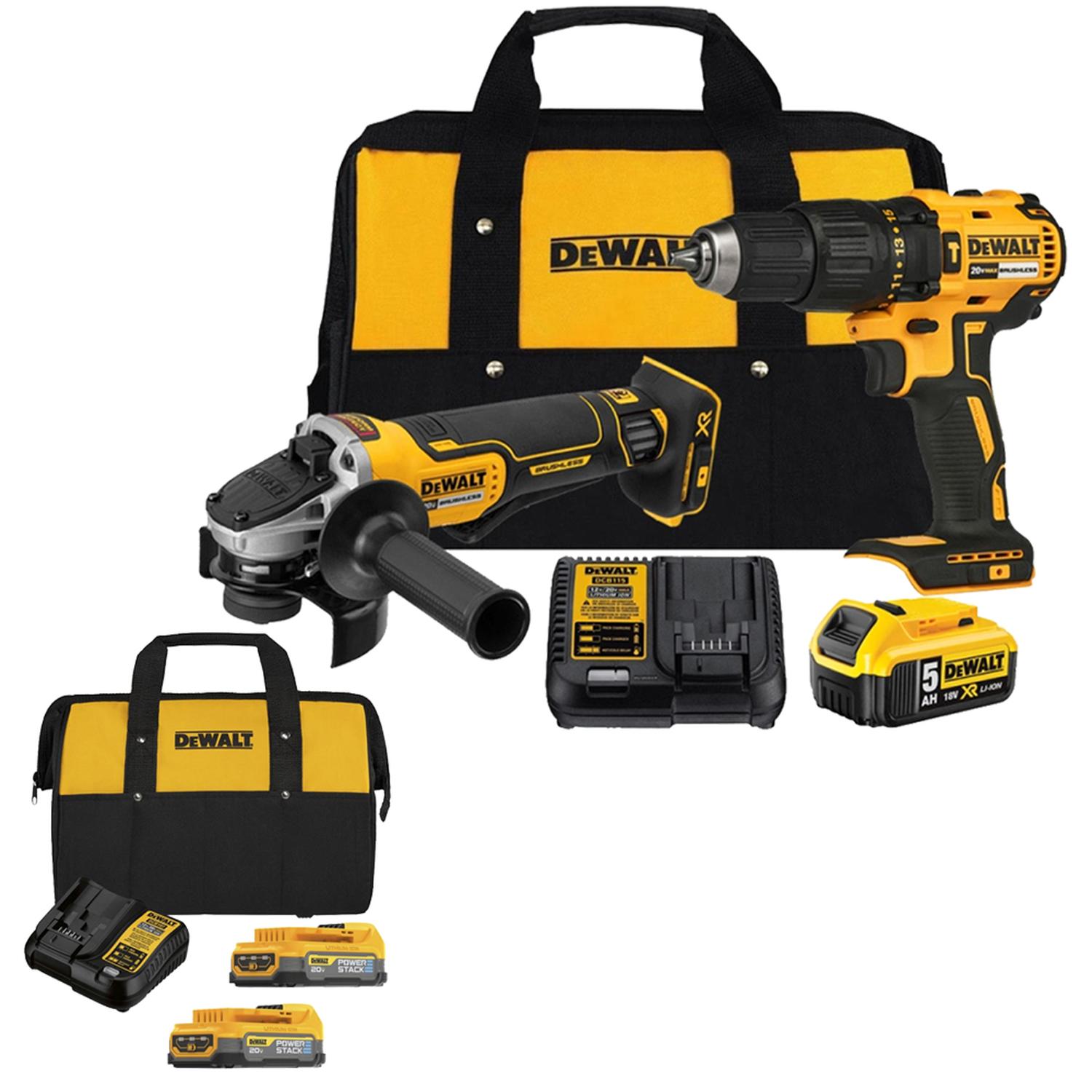 TALADRO PERC 1/2' + ESMERIL 4 1/2' + 1 BAT 5.0AH + SET DE BAT POWERSTACK DEWALT DCK248P1-K5 - 1