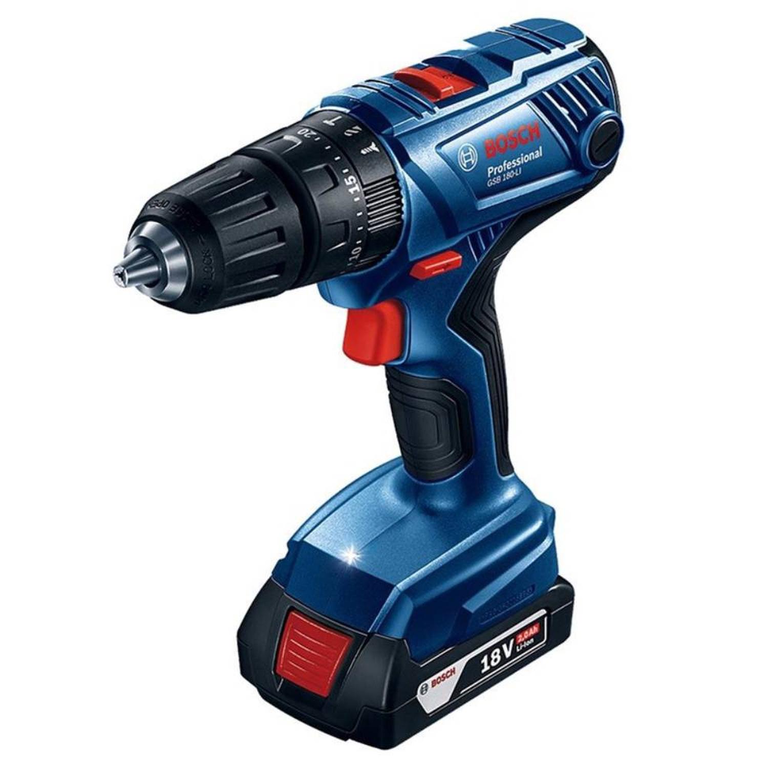 TALADRO PERCUTOR 1/2' 18V + 1 BAT 2.0 AH Y CARG BOSCH GSB 180-LI 0601.9F8.3E4-000 - 2