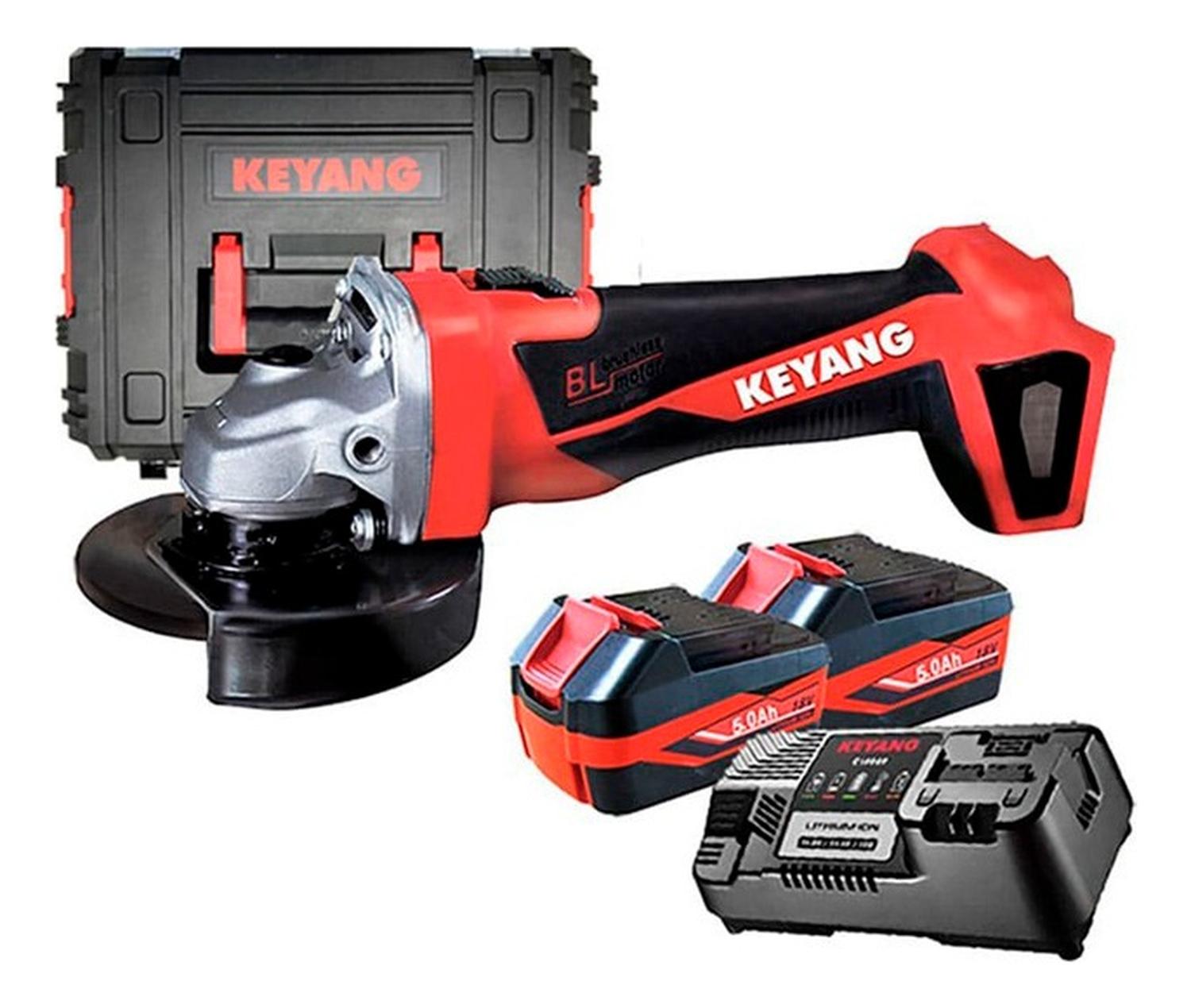 AMOLADORA ANGULAR 4 1/2'' 18V 2 BAT Y CARG KEYANG DG18BL-125 - 1