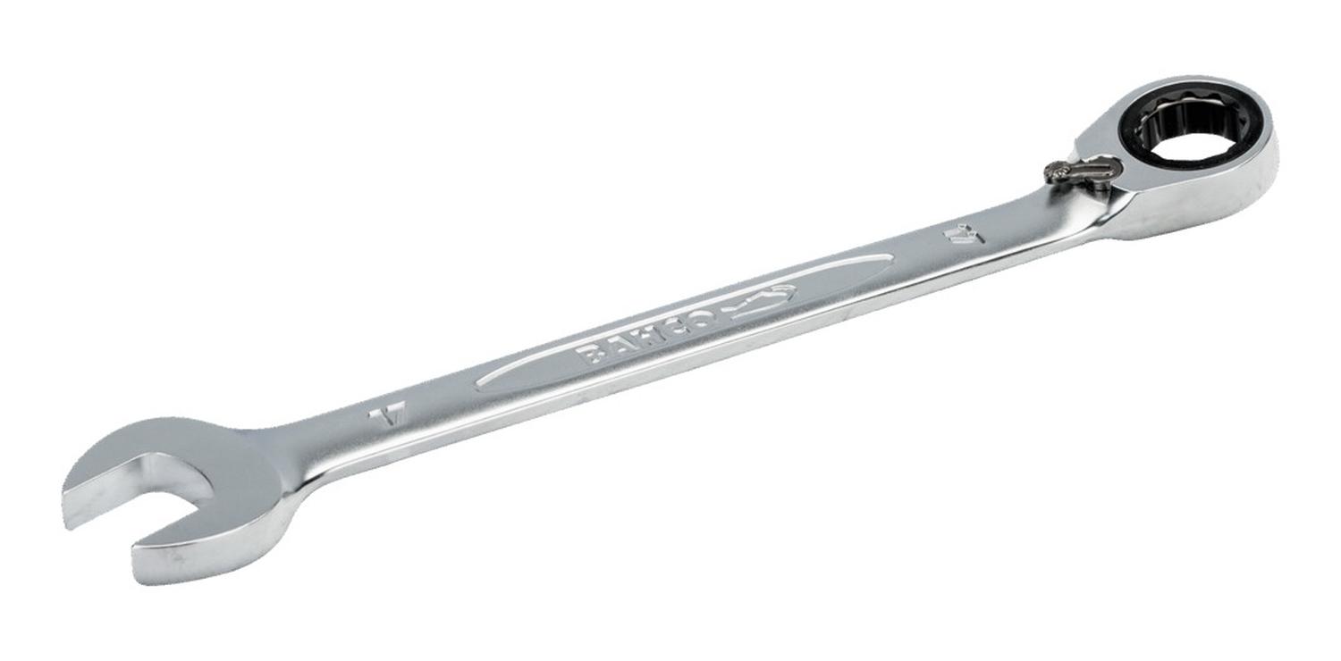 LLAVE MIXTA MILIMETRICA ACABADO CROMADO C/ RACHET 17MM BAHCO - 1