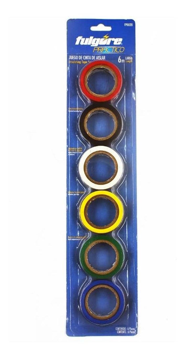 JUEGO DE CINTAS AISLANTE DE COLORES 18MM X 6M FULGORE FU0020 - 2