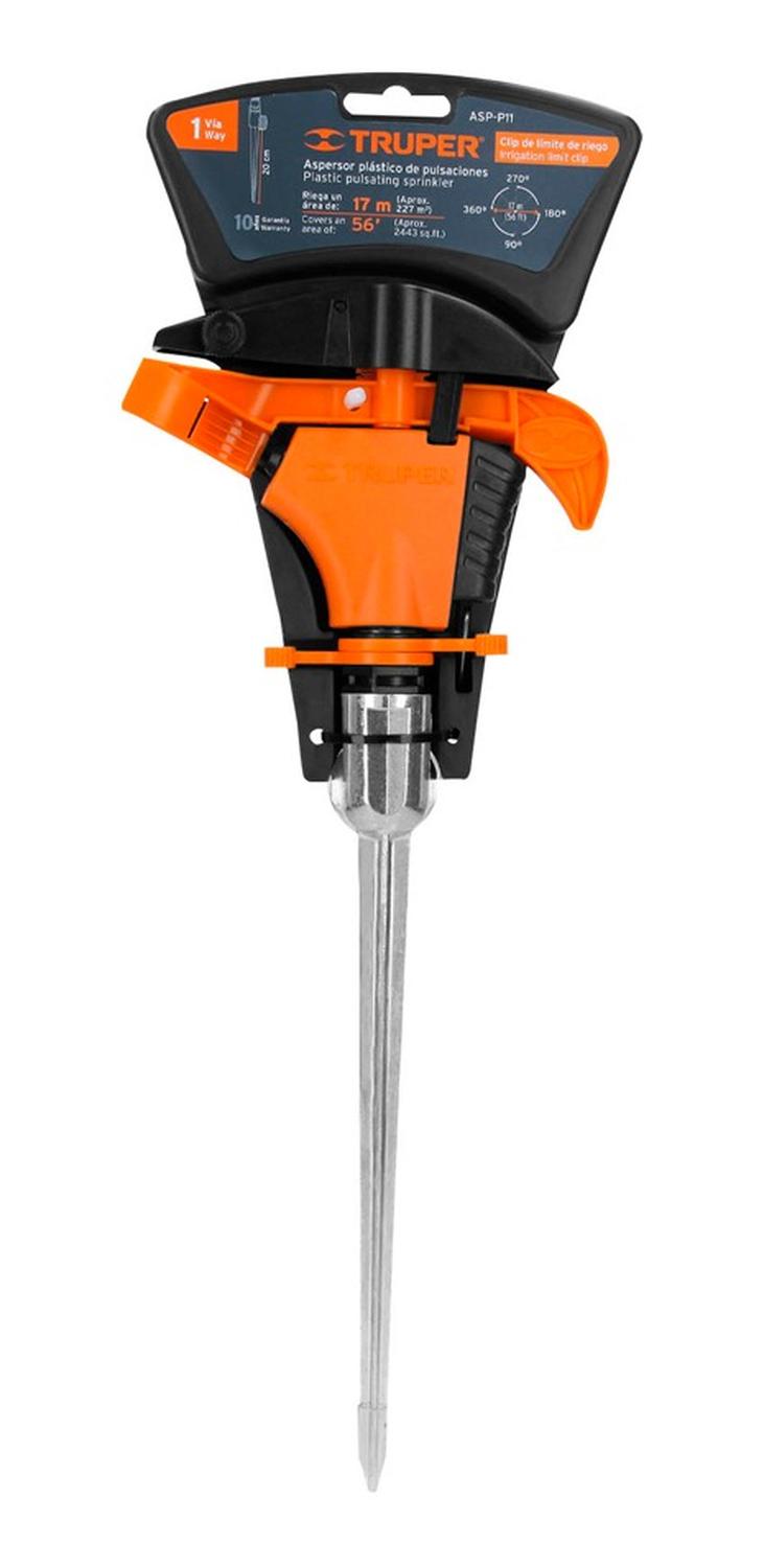 ASPERSOR PLÁSTICO CON ESTACA 11 1 VÍA TRUPER 10336 - 2