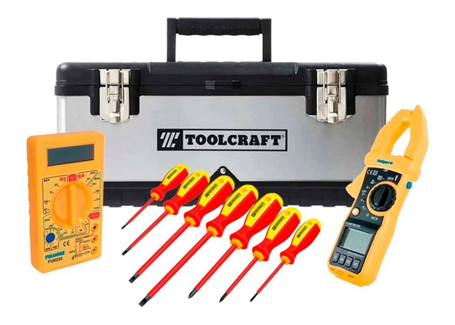 DESARMADORES + MULTIMETRO + PINZA AMPERIMÉTRICA + CAJA TOOLCRAFT - 1