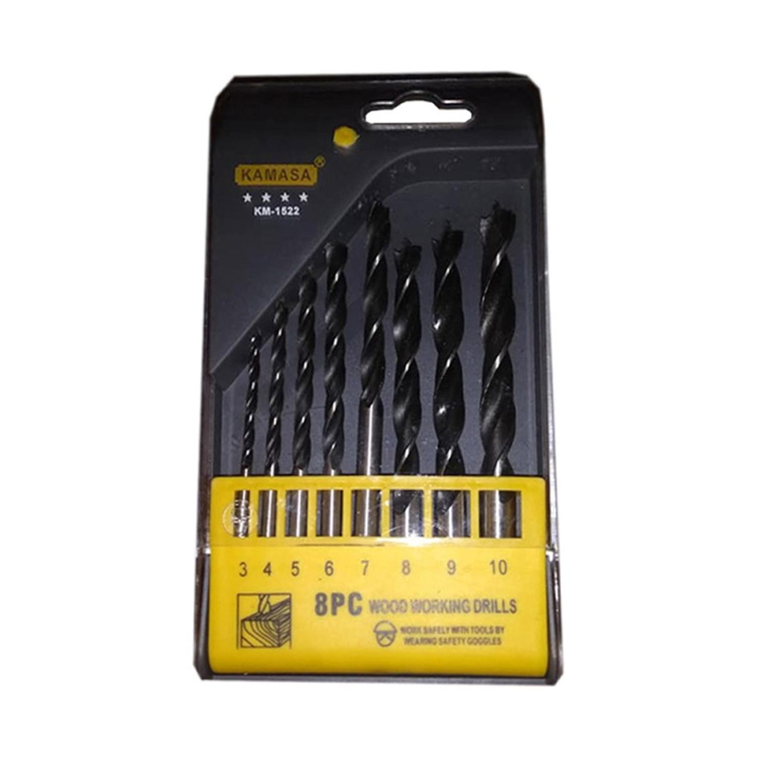 JUEGO DE BROCAS 3-10 MM PARA MADERA 8 PZAS KAMASA KM1522 - 1