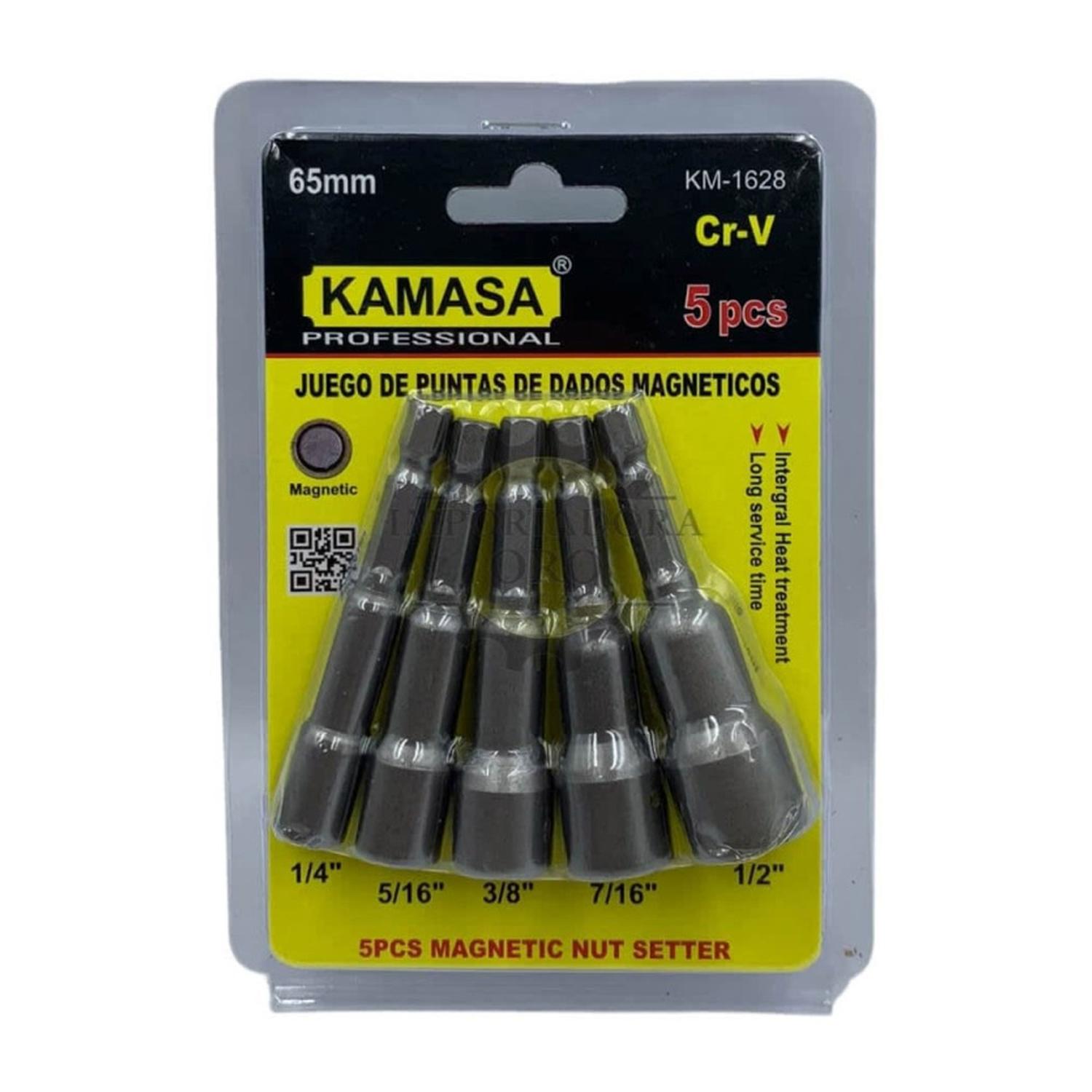 SET DE DADOS HEXAGONALES 1/4' CORTO 5 PZS KAMASA KM1628 - 1