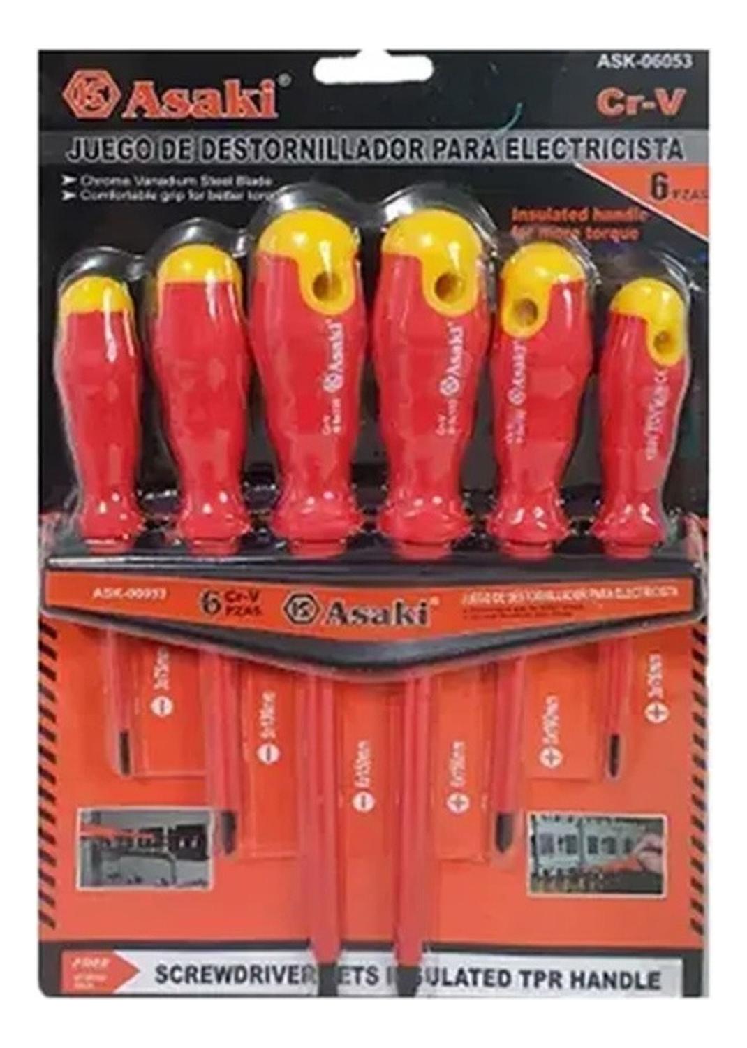 JUEGO DE DESARMADOR PARA ELECTRICISTA 6 PZAS ASAKI ASK06053 - 1