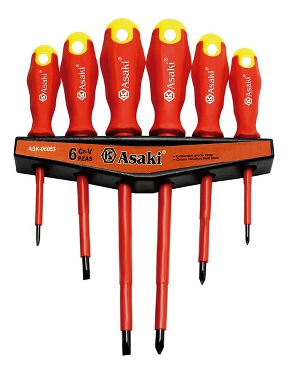 JUEGO DE DESARMADOR PARA ELECTRICISTA 6 PZAS ASAKI ASK06053 - 2