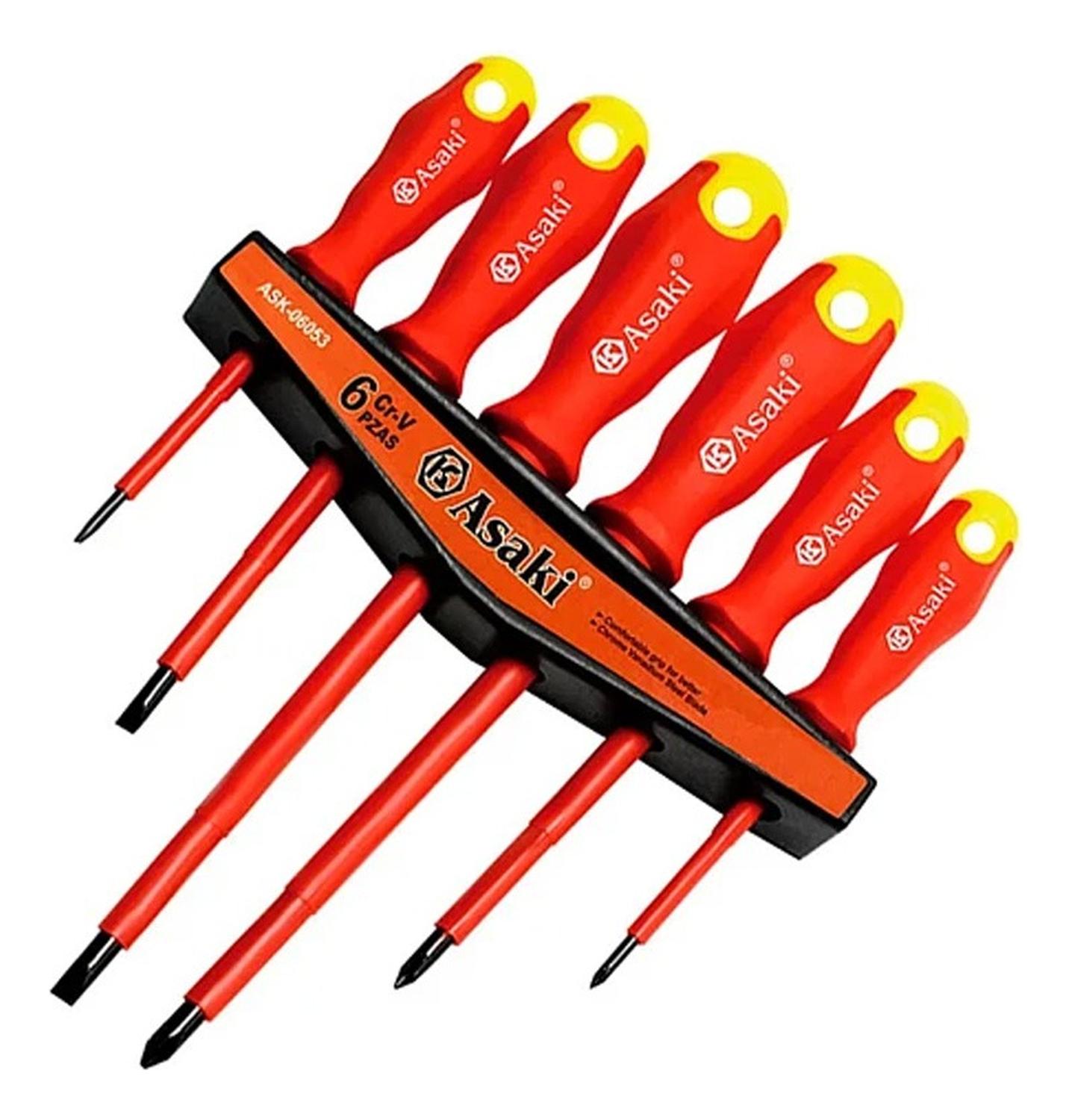 JUEGO DE DESARMADOR PARA ELECTRICISTA 6 PZAS ASAKI ASK06053 - 3