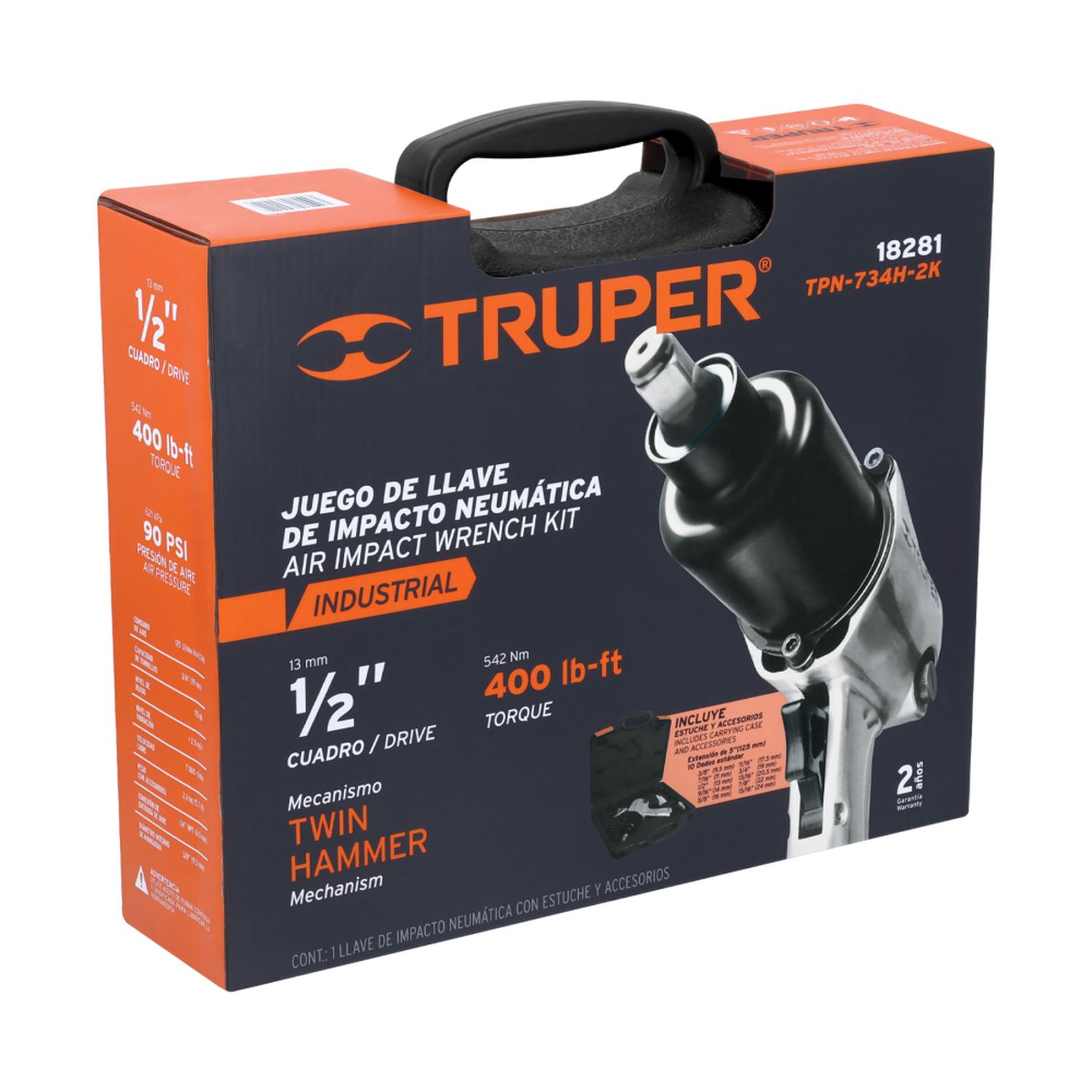 LLAVE DE IMPACTO NEUMÁTICA 1/2' 542 NM + MALETA TRUPER 18281 - 4