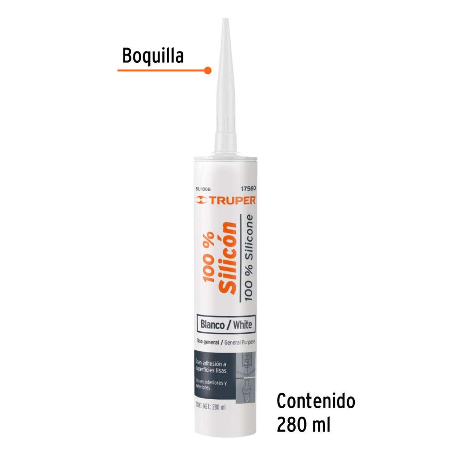 SILICONA BLANCO 280ML PARA VIDRIO, HIERRO Y MADERA TRUPER 17560 - 2