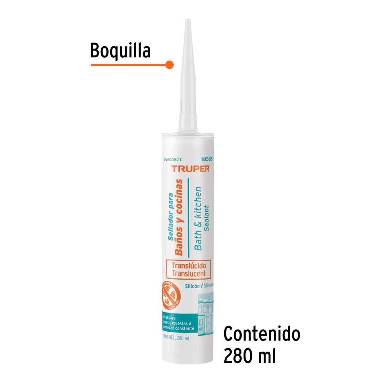 SILICONA TRANSLÚCIDO 280ML PARA BAÑOS Y COCINAS TRUPER 18565 - 2