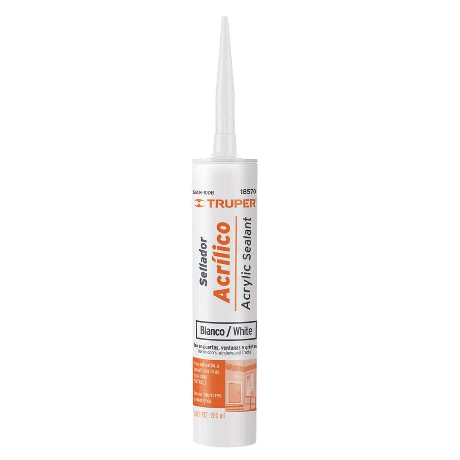 SILICONA BLANCO 280ML PARA LADRILLO, MADERA Y CONCRETO TRUPER 18570 - 1