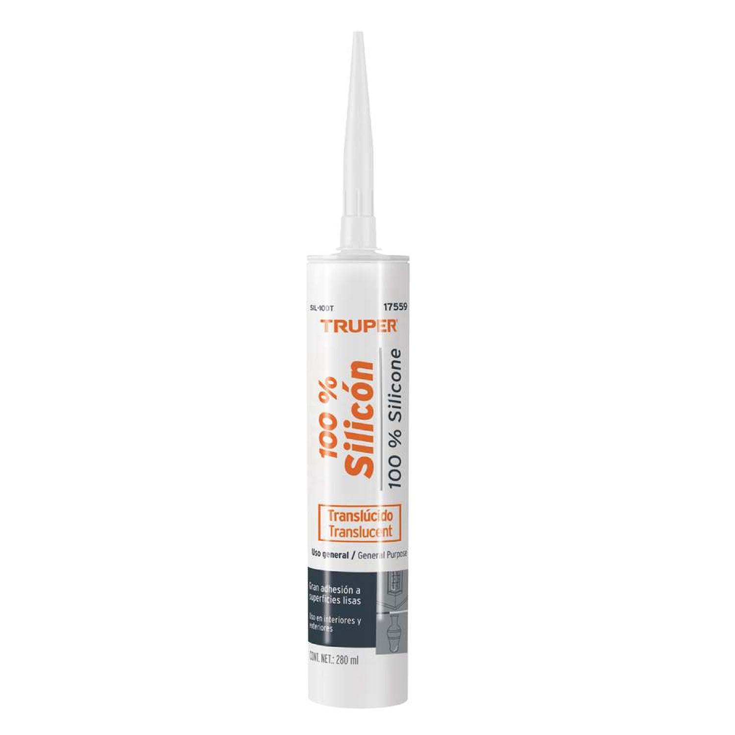 SILICONA TRASLUCIDA 280ML PARA VIDRIO, HIERRO Y MADERA TRUPER 17559 - 1