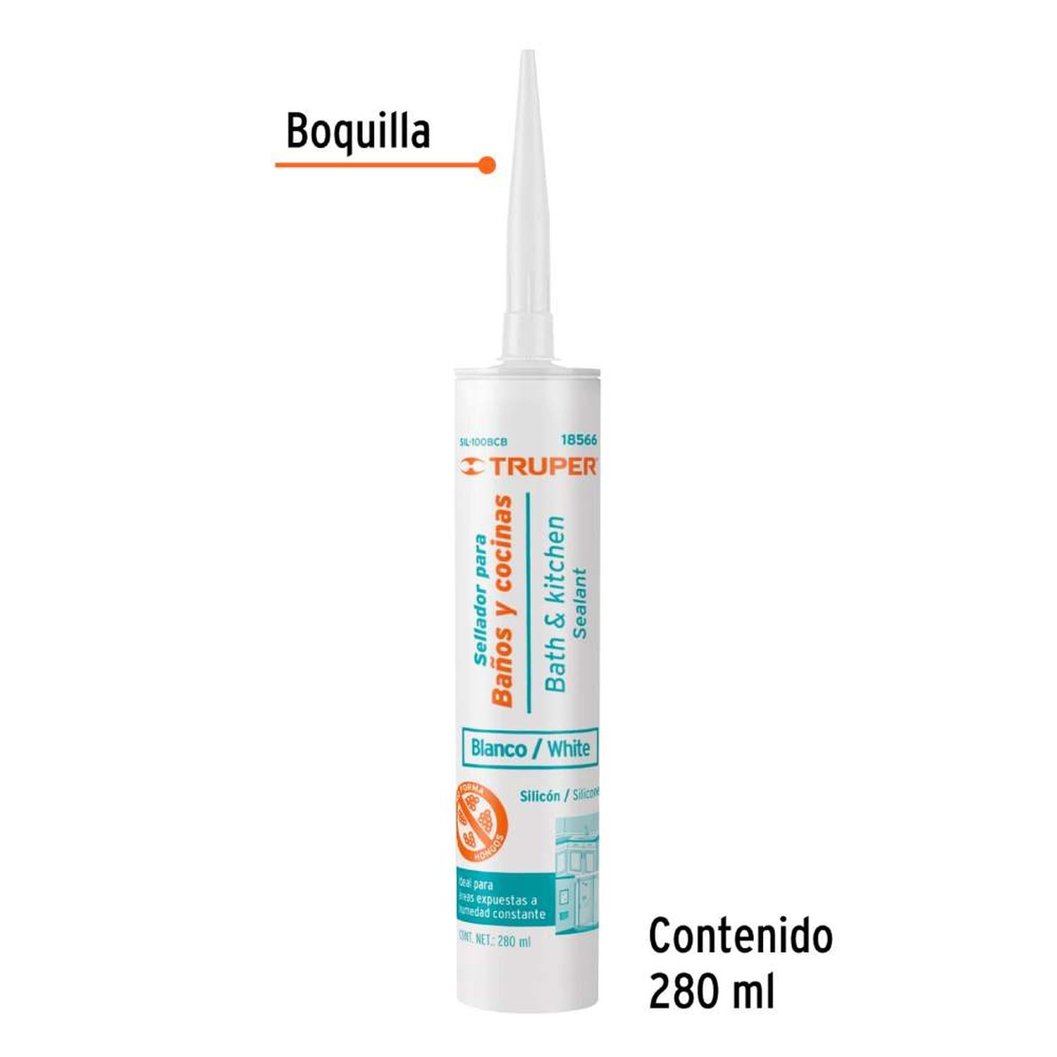SILICONA BLANCO 280ML PARA BAÑOS Y COCINA TRUPER 18566 - 2