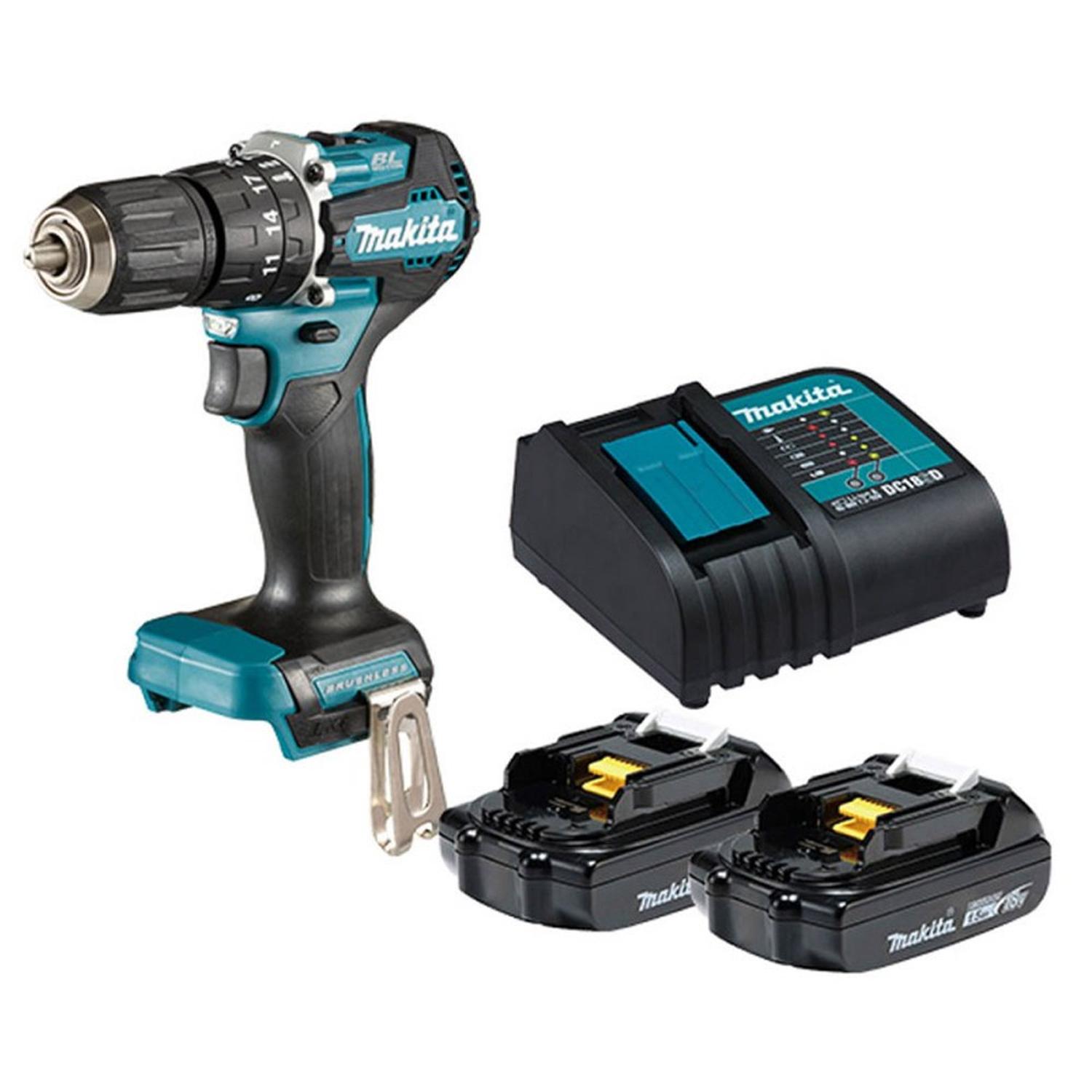 TALADRO PERCUTOR 1/2' 18V LXT BL 40NM 2 BAT 1.5 AH MAKITA DHP487SYX2 - 1