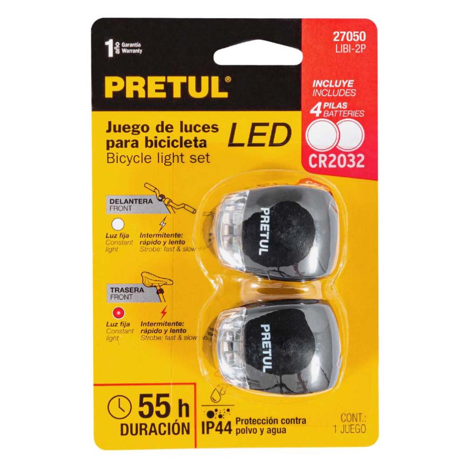 JUEGO DE LINTERNA LUZ BLANCA NEUTRA 2 LEDS 2 PIEZAS PARA BICICLETA PRETUL 27050 - 3