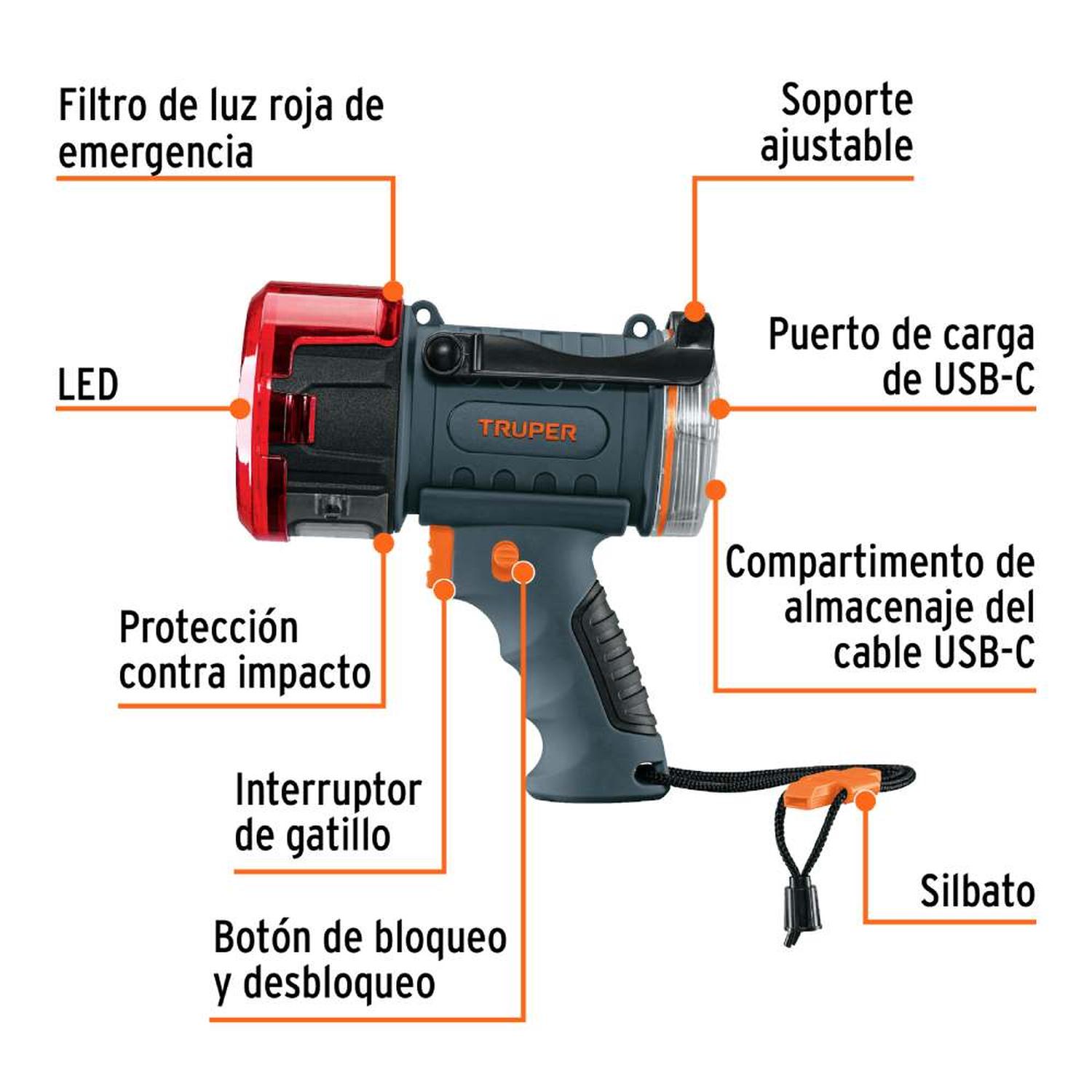 LINTERNA LUZ BLANCA NEUTRA 2 LEDS 900 LM TRUPER 102404 - 2