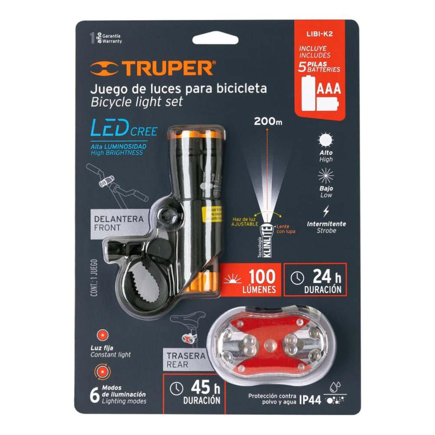 SET LUCES LED BICICLETA 9 LEDS 100 LM 2 PIEZAS TRUPER 16798 - 3