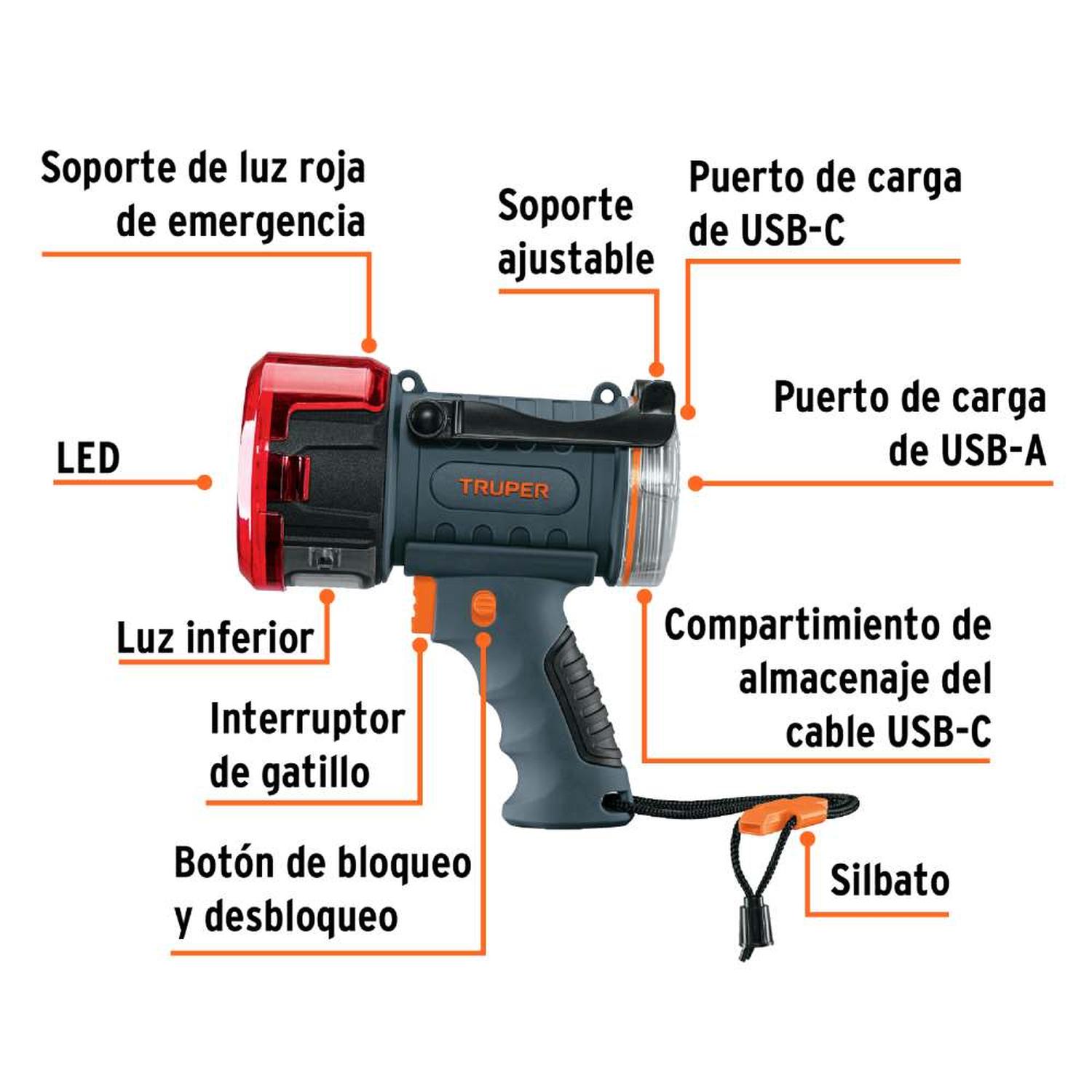 LINTERNA LUZ BLANCA NEUTRA 2 LEDS 2000 LM TRUPER 102418 - 2