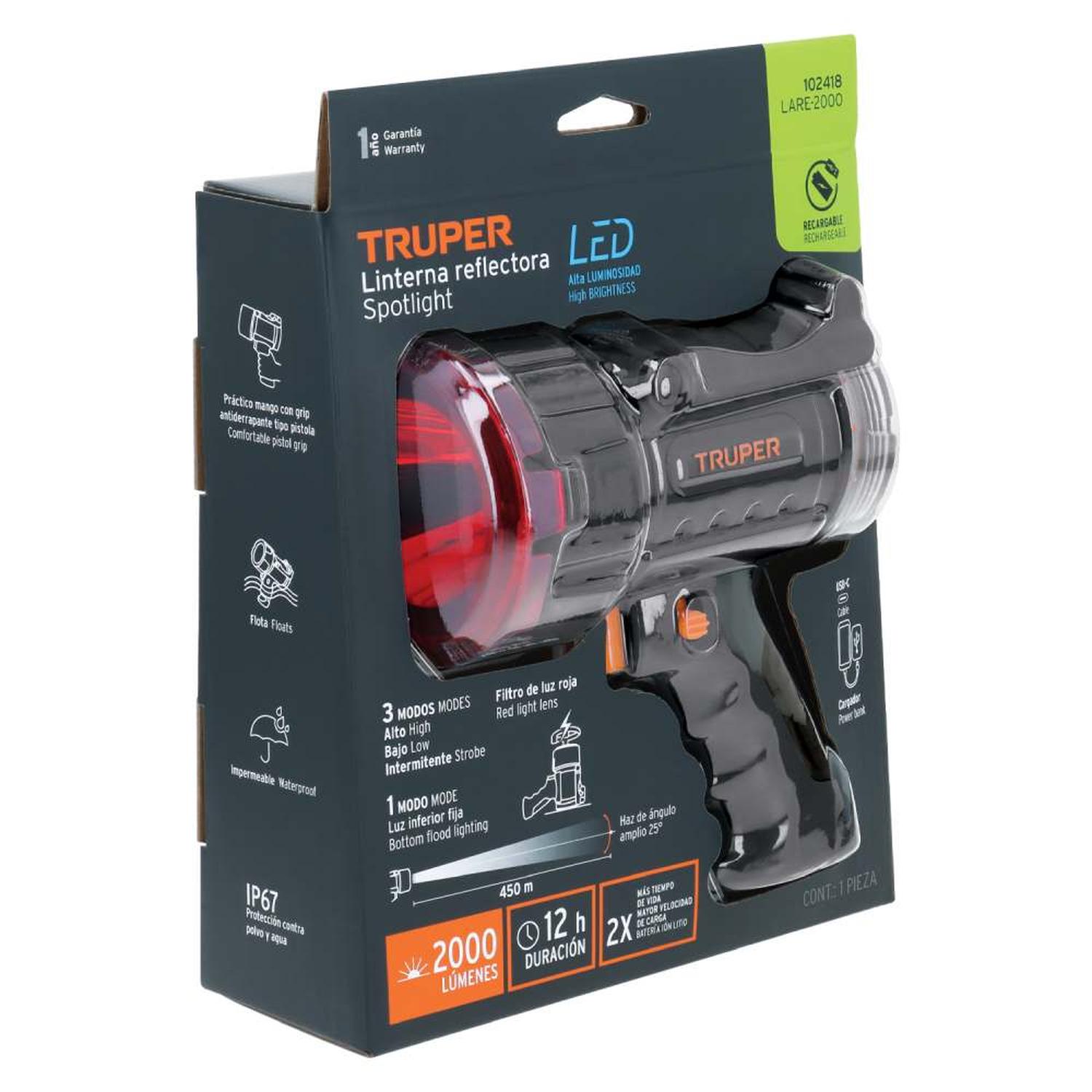 LINTERNA LUZ BLANCA NEUTRA 2 LEDS 2000 LM TRUPER 102418 - 3