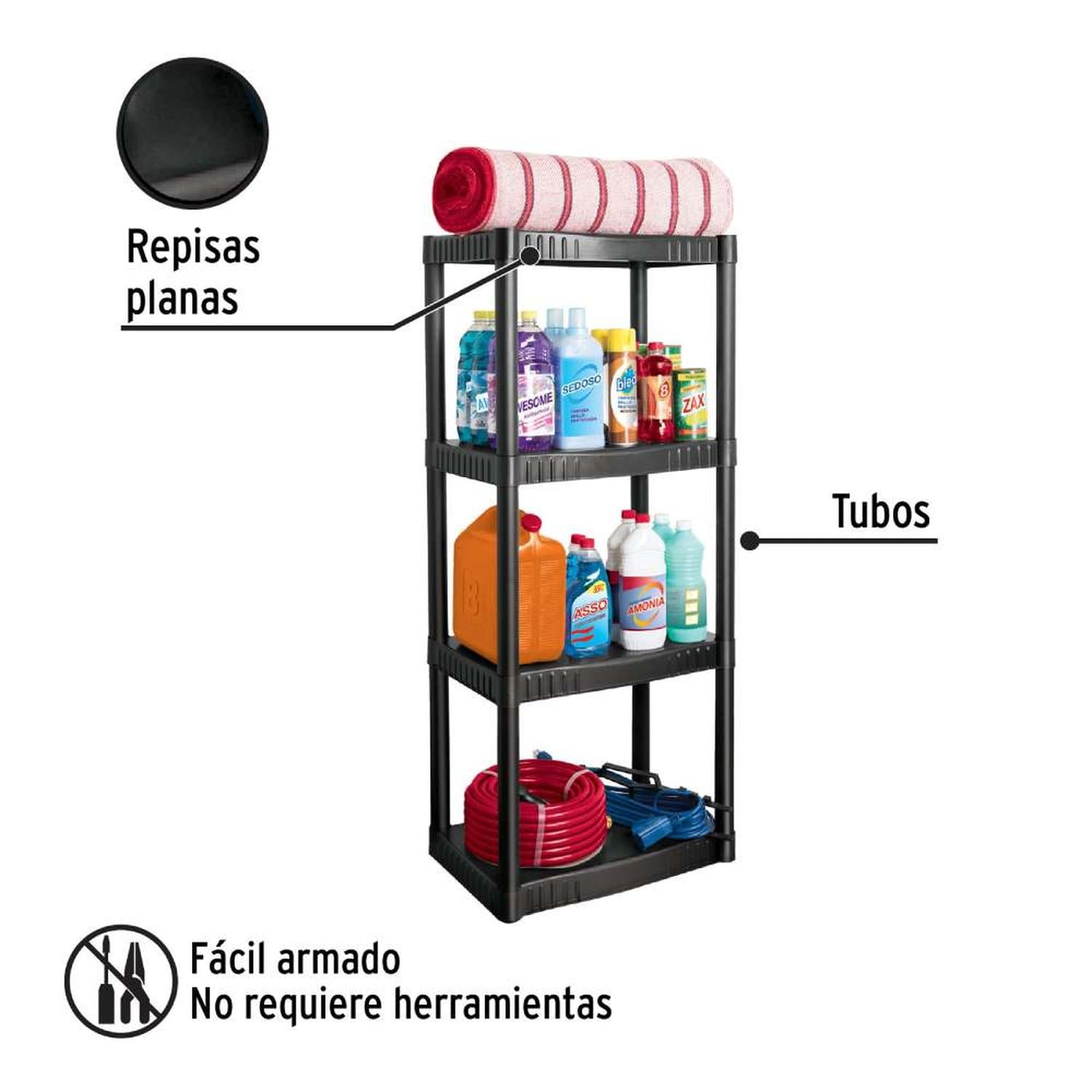 ESTANTE PLASTICO USO HOGAR 4 REPISAS NEGRO PRETUL 25075 - 2
