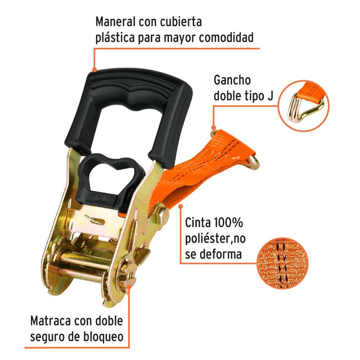 JUEGO DE SUJETADOR CON RATCHET 1500KG 2 PIEZAS TRUPER 101831 - 2