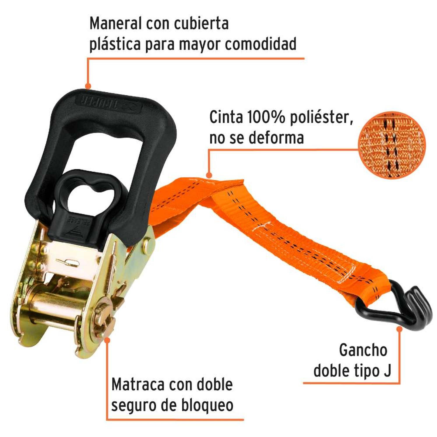 JUEGO DE SUJETADOR CON RATCHET 1000KG 4 PIEZAS TRUPER 101741 - 2