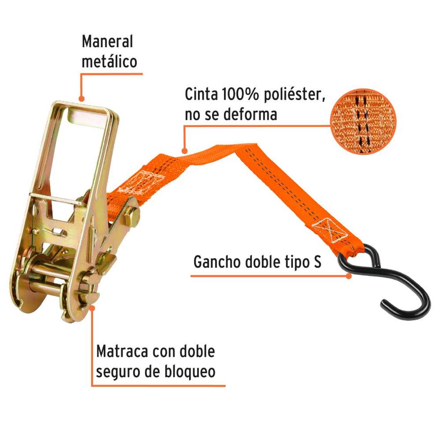 JUEGO DE SUJETADOR CON RATCHET 1125KG 2 PIEZAS TRUPER 19282 - 2
