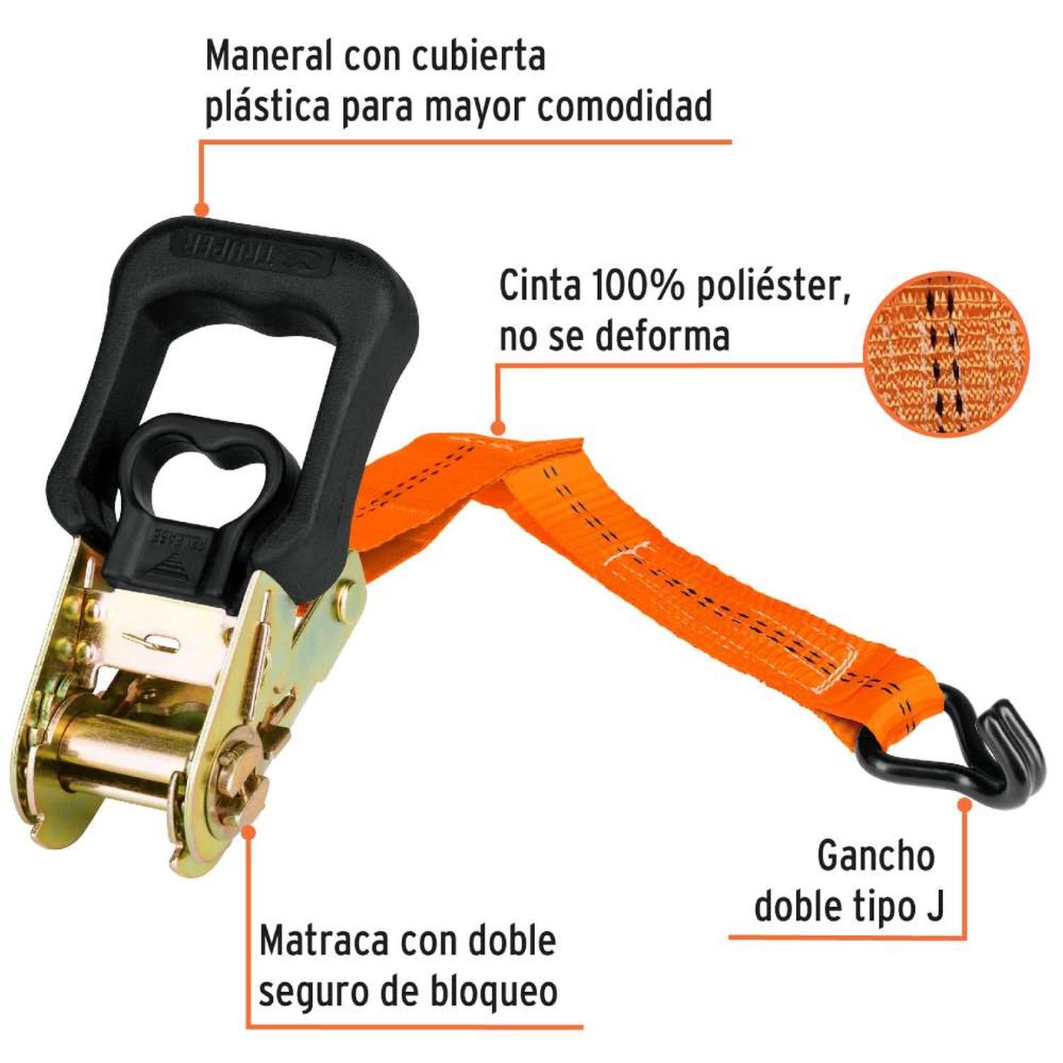 JUEGO DE SUJETADOR CON RATCHET 1000KG 2 PIEZAS TRUPER 19282 - 2