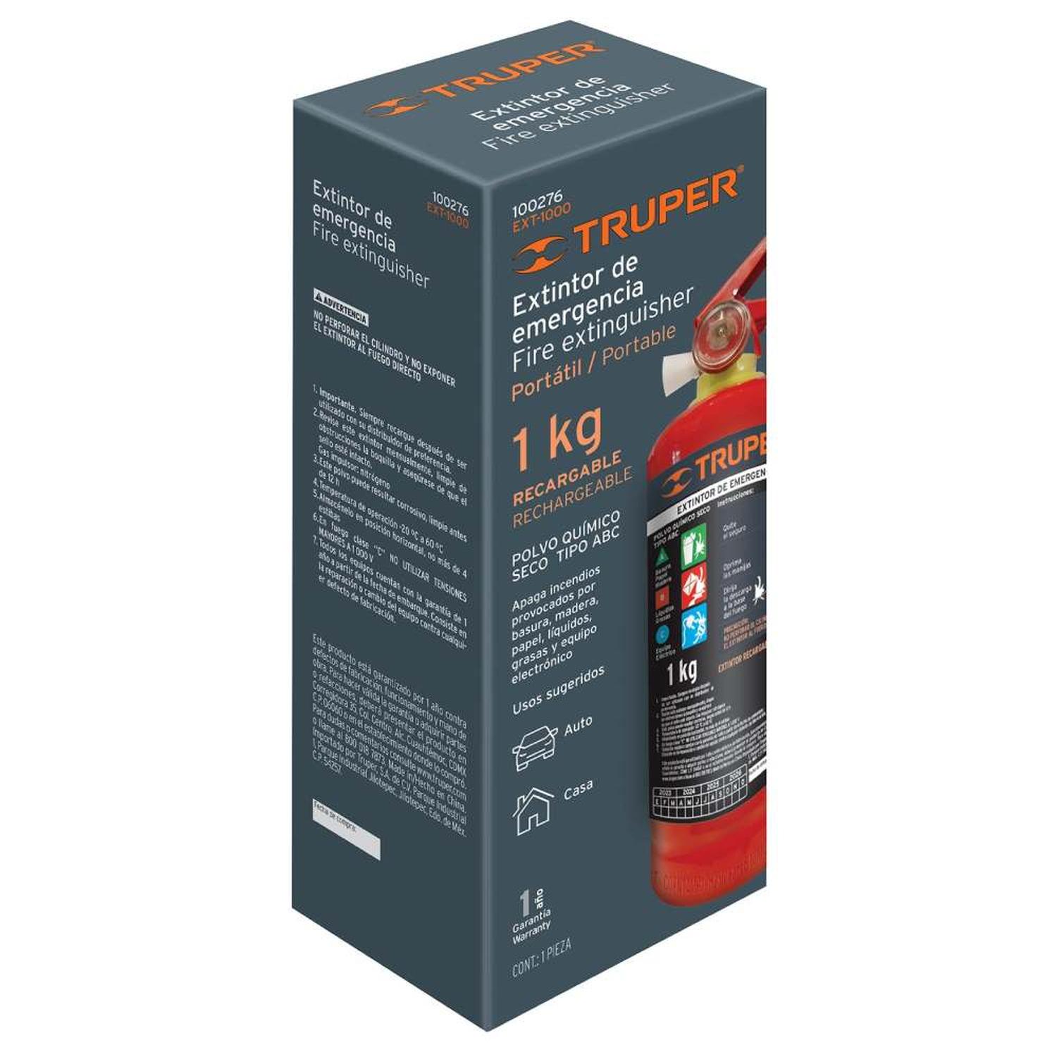 EXTINTOR RECARGABLE ABC 1KG TRUPER 100276 - 3
