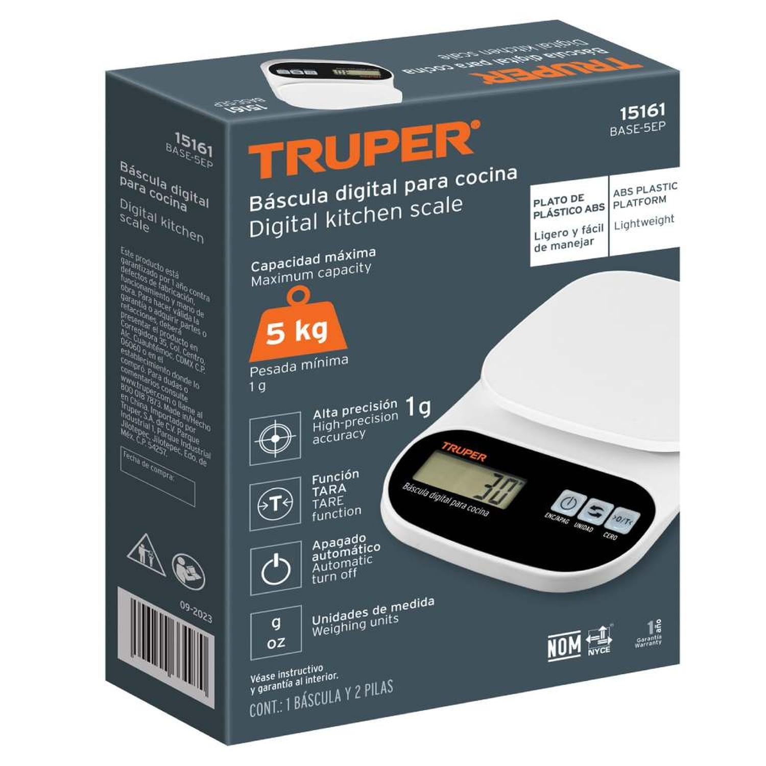 BALANZA DIGITAL 5 KG TRUPER 15161 - 3