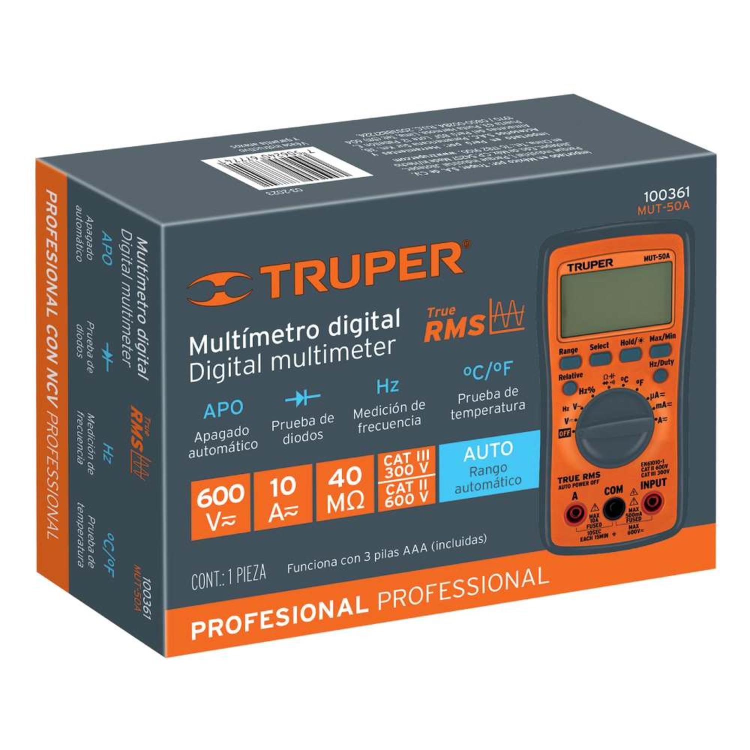 MULTIMETRO DIGITAL + 400 MV - 600 V TRUPER 100361 - 3