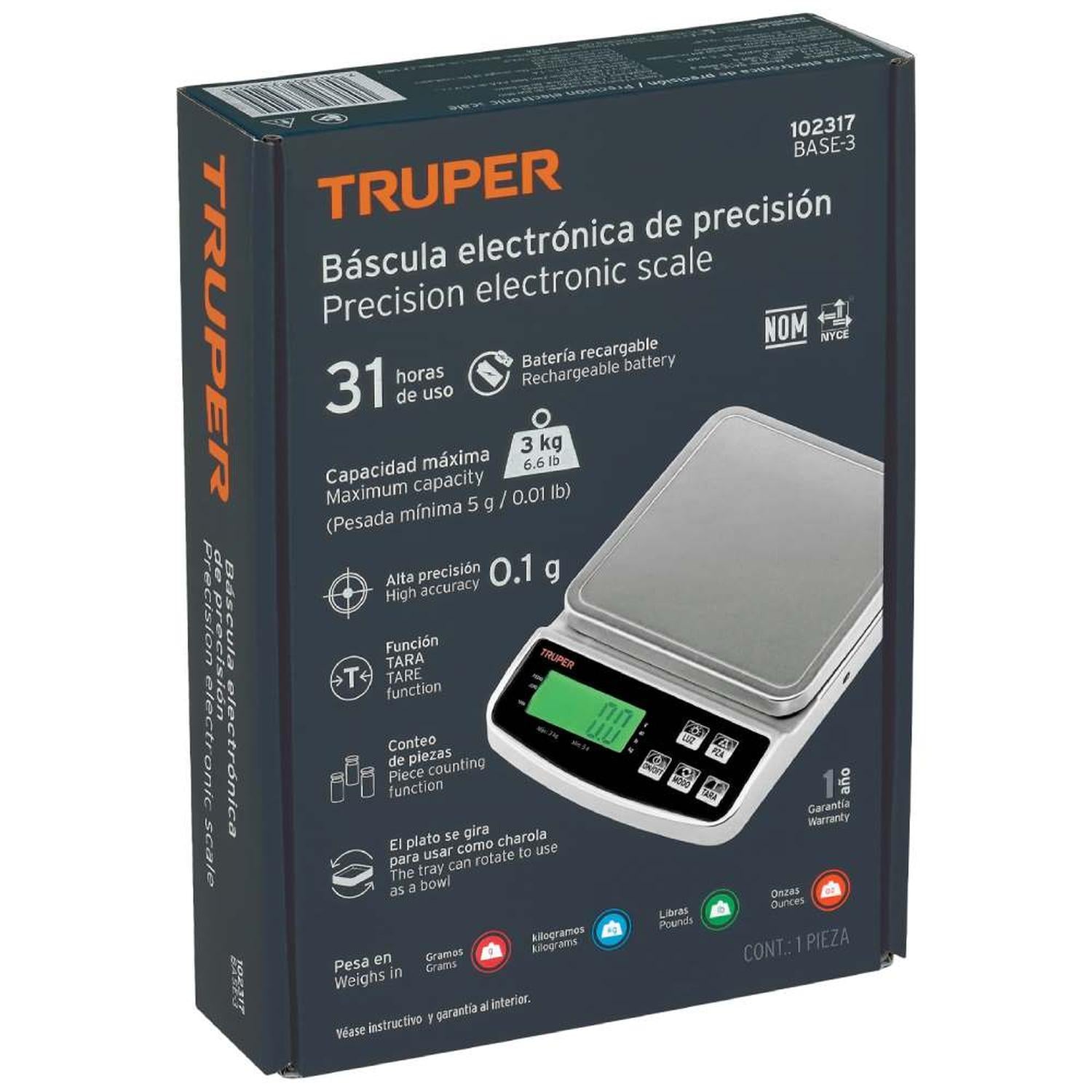 BALANZA ELECTRÓNICA 3 KG TRUPER 102317 - 3