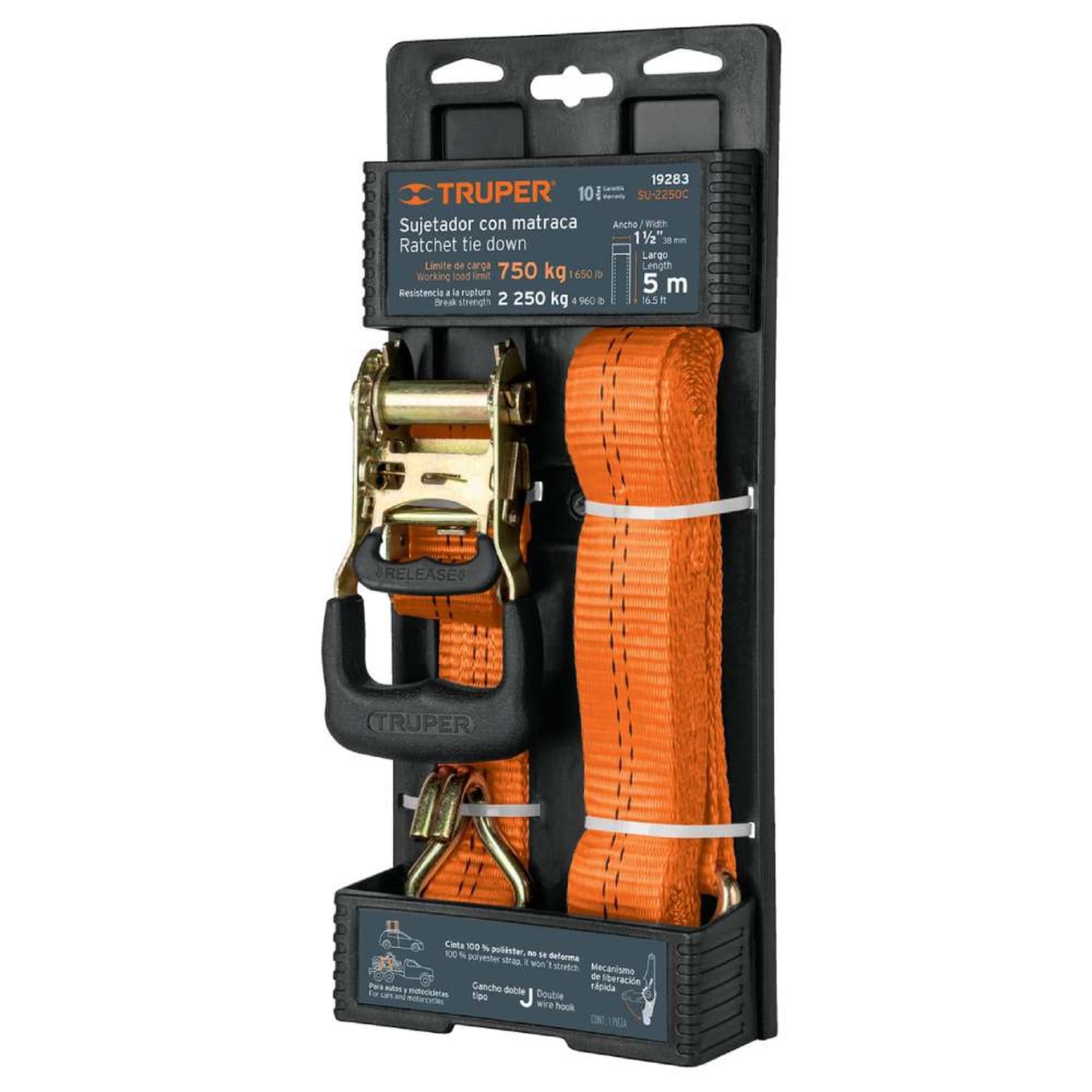 SUJETADOR CON RATCHET 2250KG TRUPER 19283 - 1