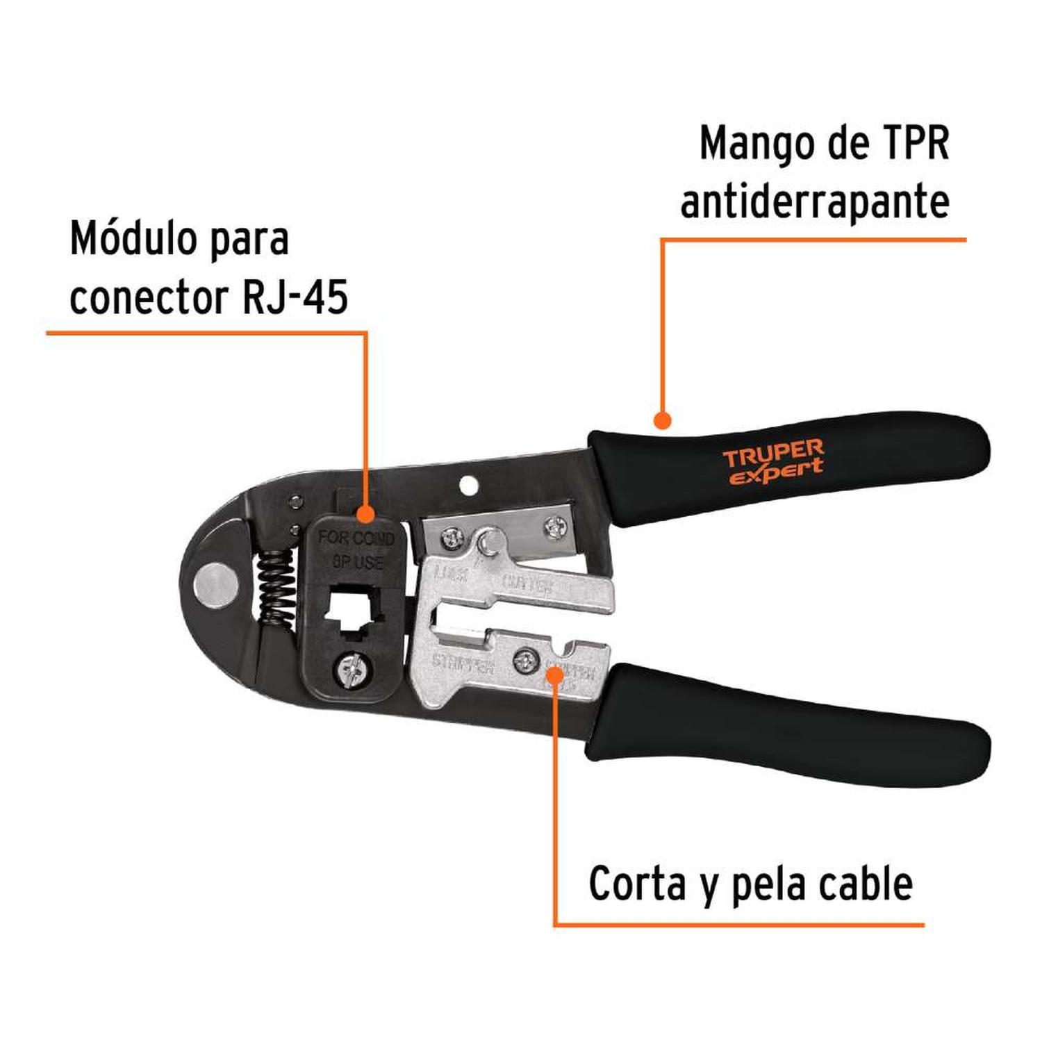 ALICATE PONCHADOR PARA CABLES RJ-45 TRUPER 18342 - 2