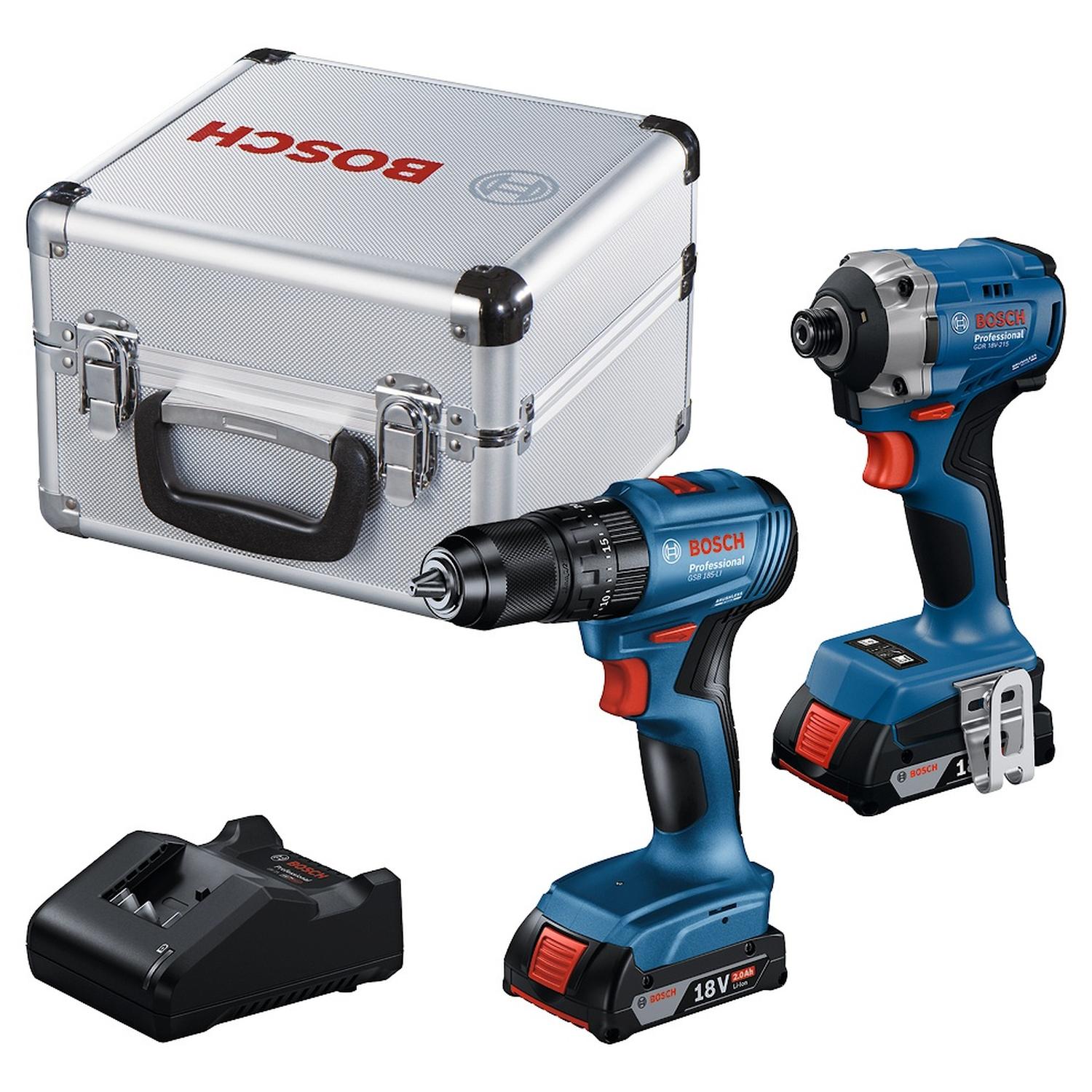 TALADRO PERCUTOR 1/2' GSB 185-LI + ATORN DE IMPACTO 1/4' HEX 18V BRUSHLESS GDR 18V-215 + MALETA ALUM - 1