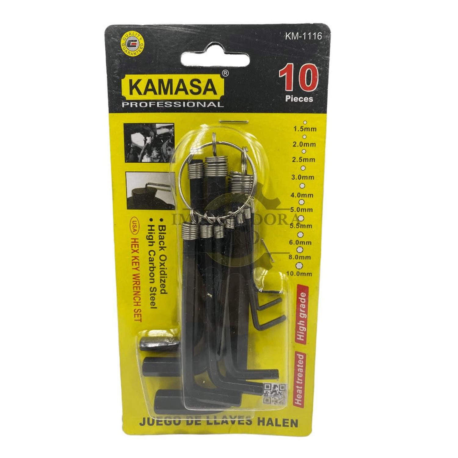 JUEGO DE LLAVES ALLEN 1.5 - 10 MM 10 PIEZAS KAMASA KM1116 - 2