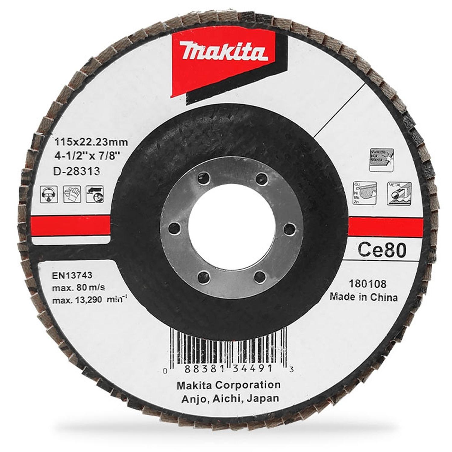 DISCO FLAP ANGULAR METAL 4 1/2 GRANO 80 MAKITA D-28313
